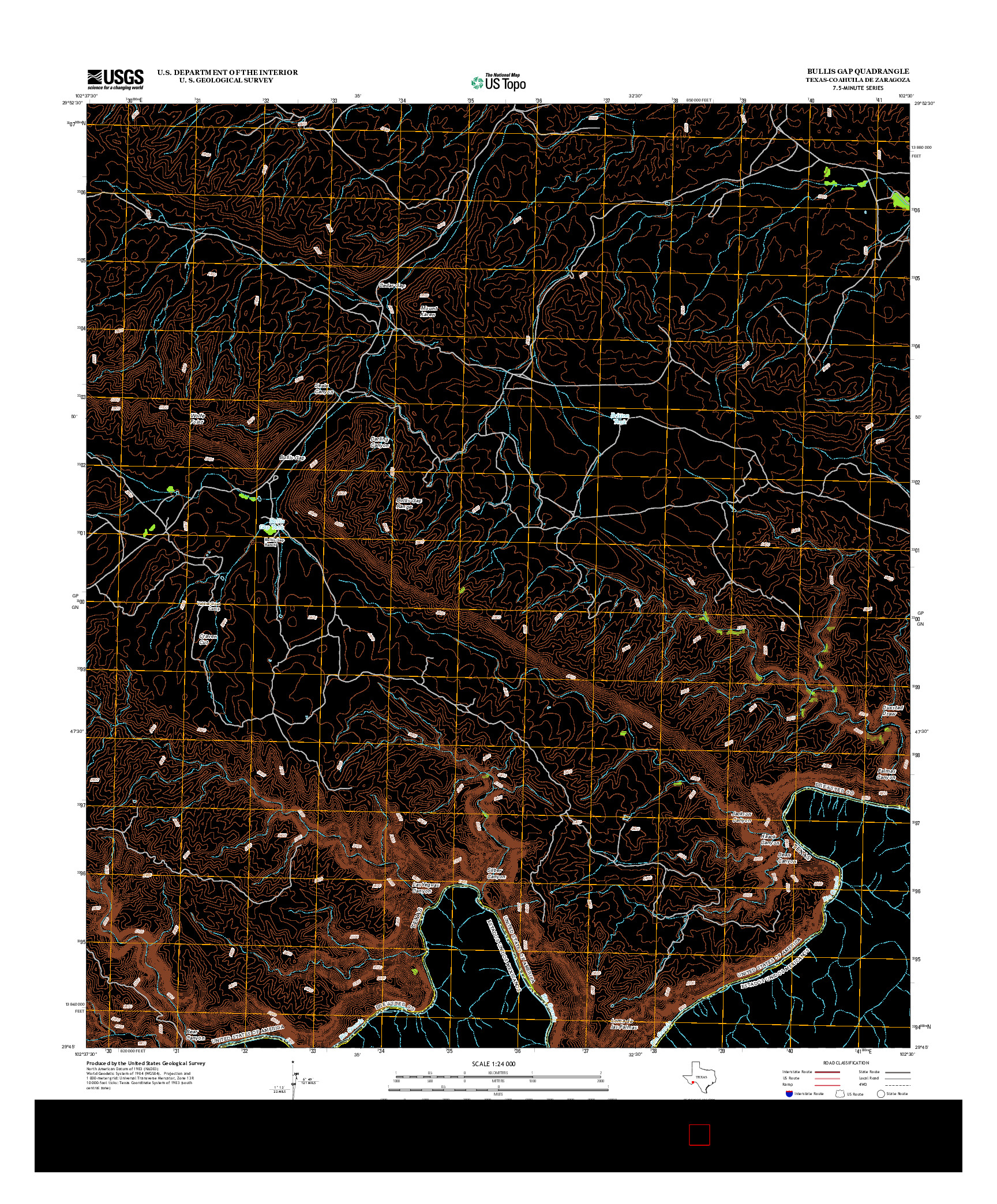 USGS US TOPO 7.5-MINUTE MAP FOR BULLIS GAP, TX-COA 2013