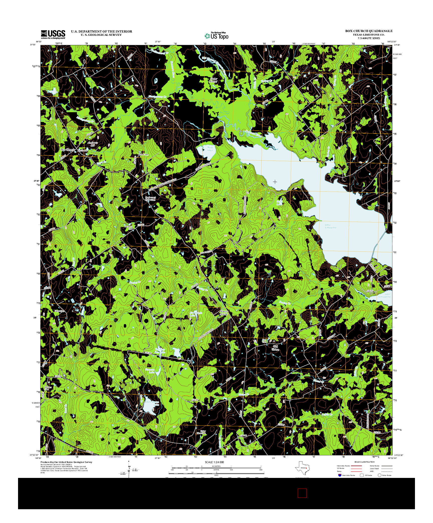 USGS US TOPO 7.5-MINUTE MAP FOR BOX CHURCH, TX 2013