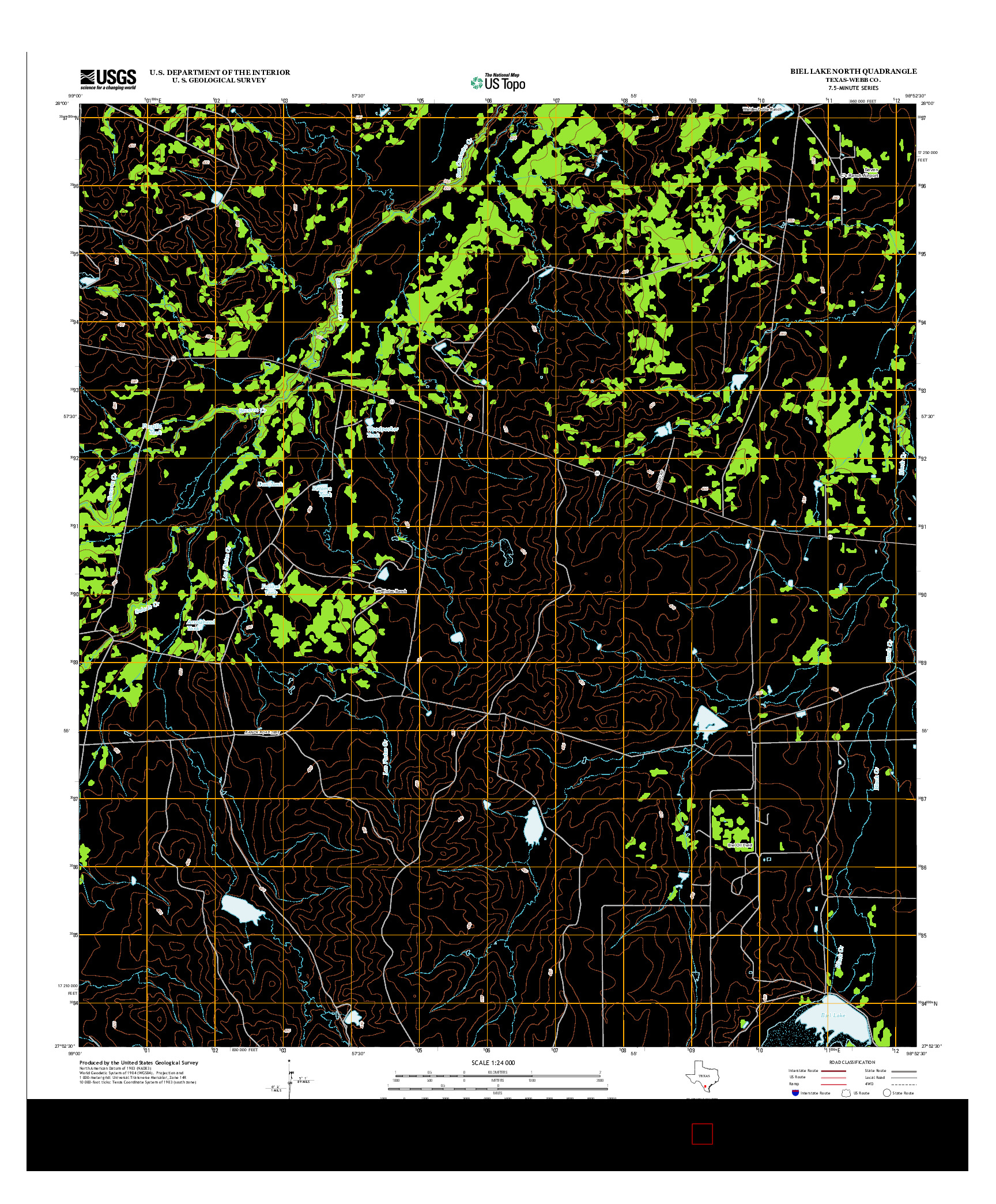 USGS US TOPO 7.5-MINUTE MAP FOR BIEL LAKE NORTH, TX 2013