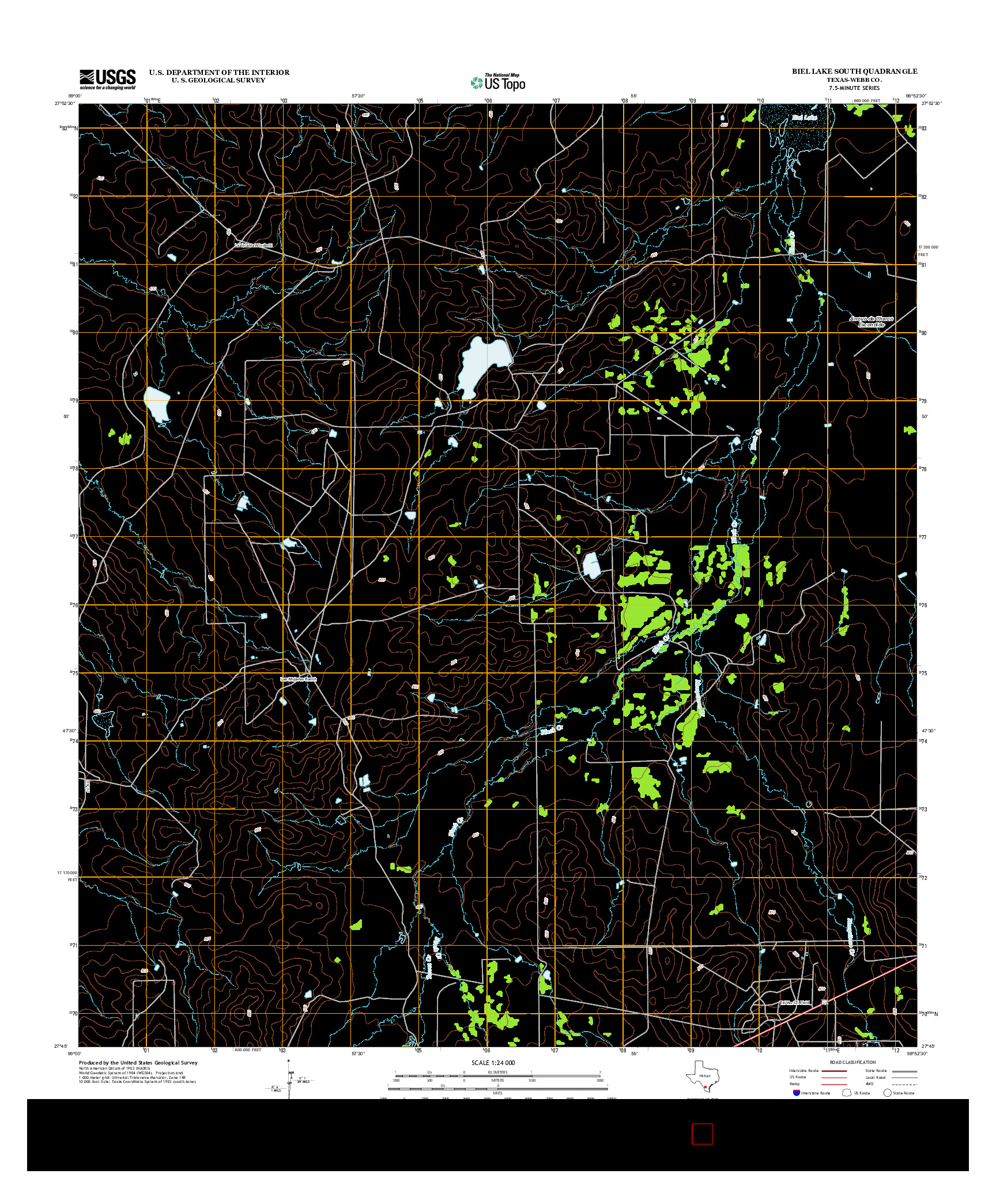 USGS US TOPO 7.5-MINUTE MAP FOR BIEL LAKE SOUTH, TX 2013