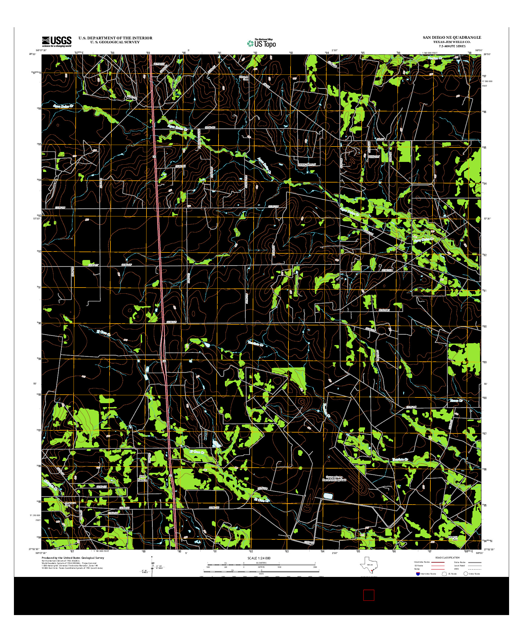 USGS US TOPO 7.5-MINUTE MAP FOR SAN DIEGO NE, TX 2013