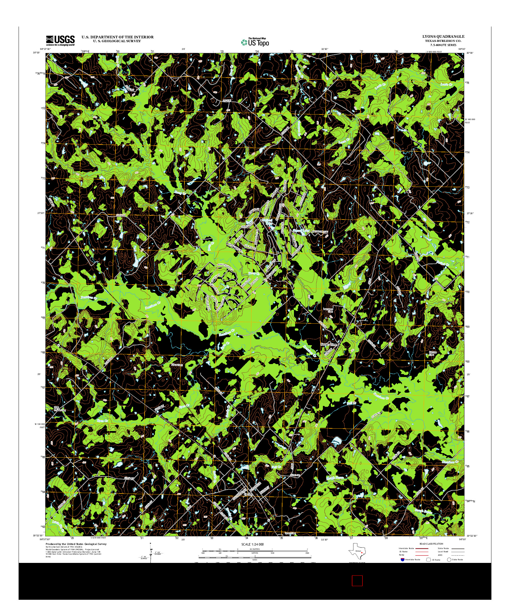 USGS US TOPO 7.5-MINUTE MAP FOR LYONS, TX 2013