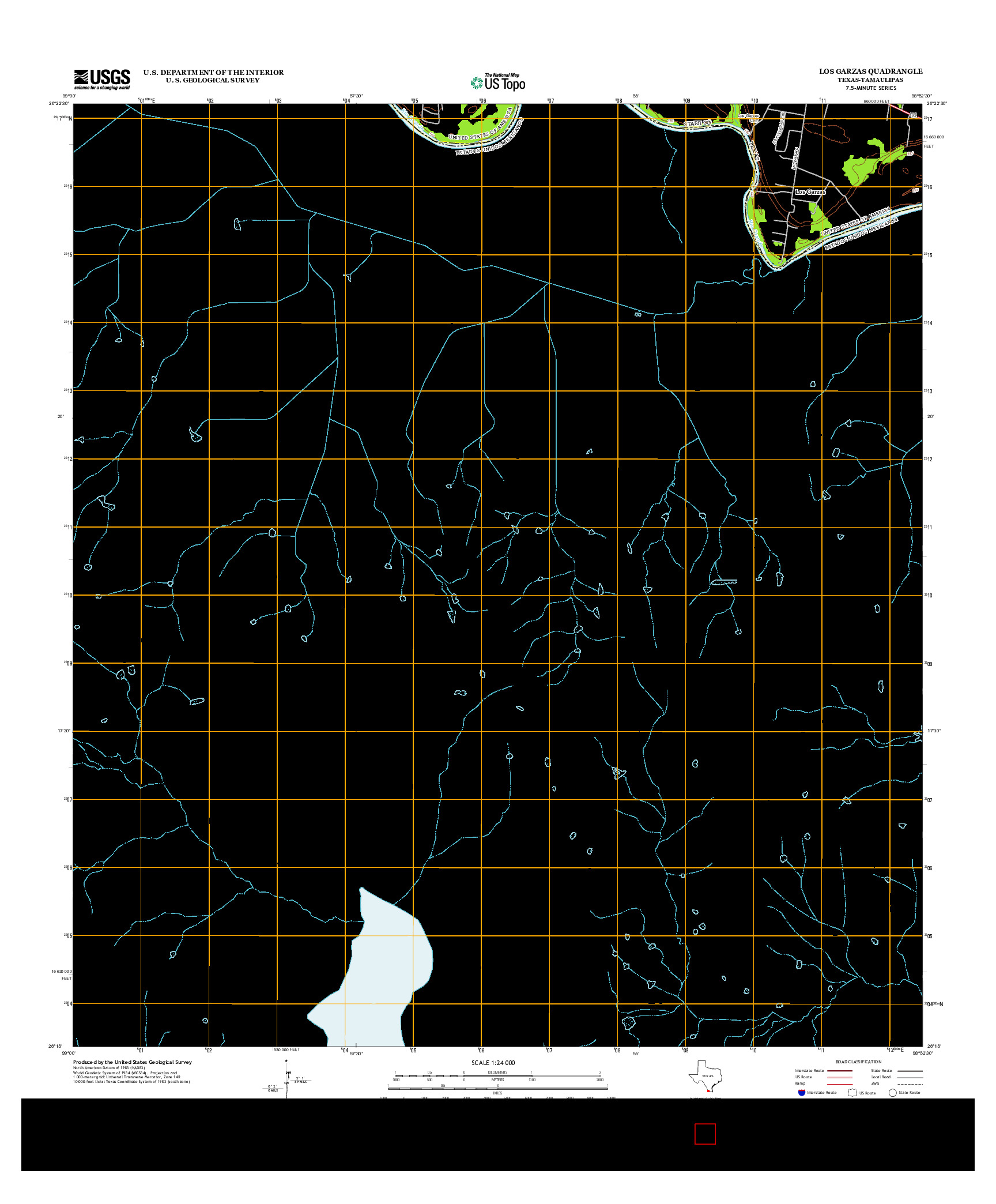 USGS US TOPO 7.5-MINUTE MAP FOR LOS GARZAS, TX-TAM 2013