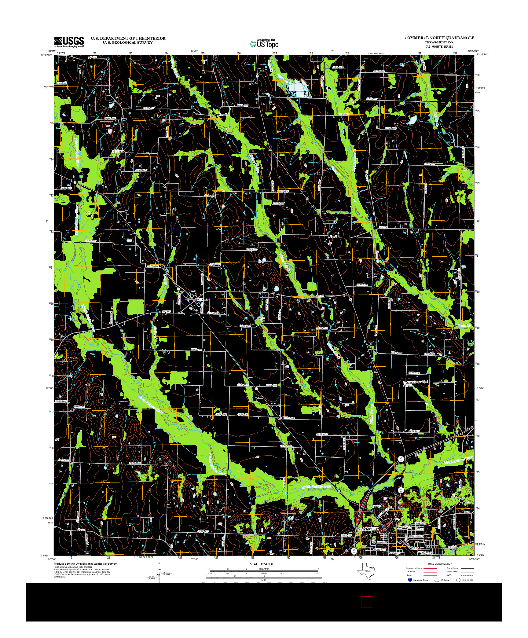 USGS US TOPO 7.5-MINUTE MAP FOR COMMERCE NORTH, TX 2013