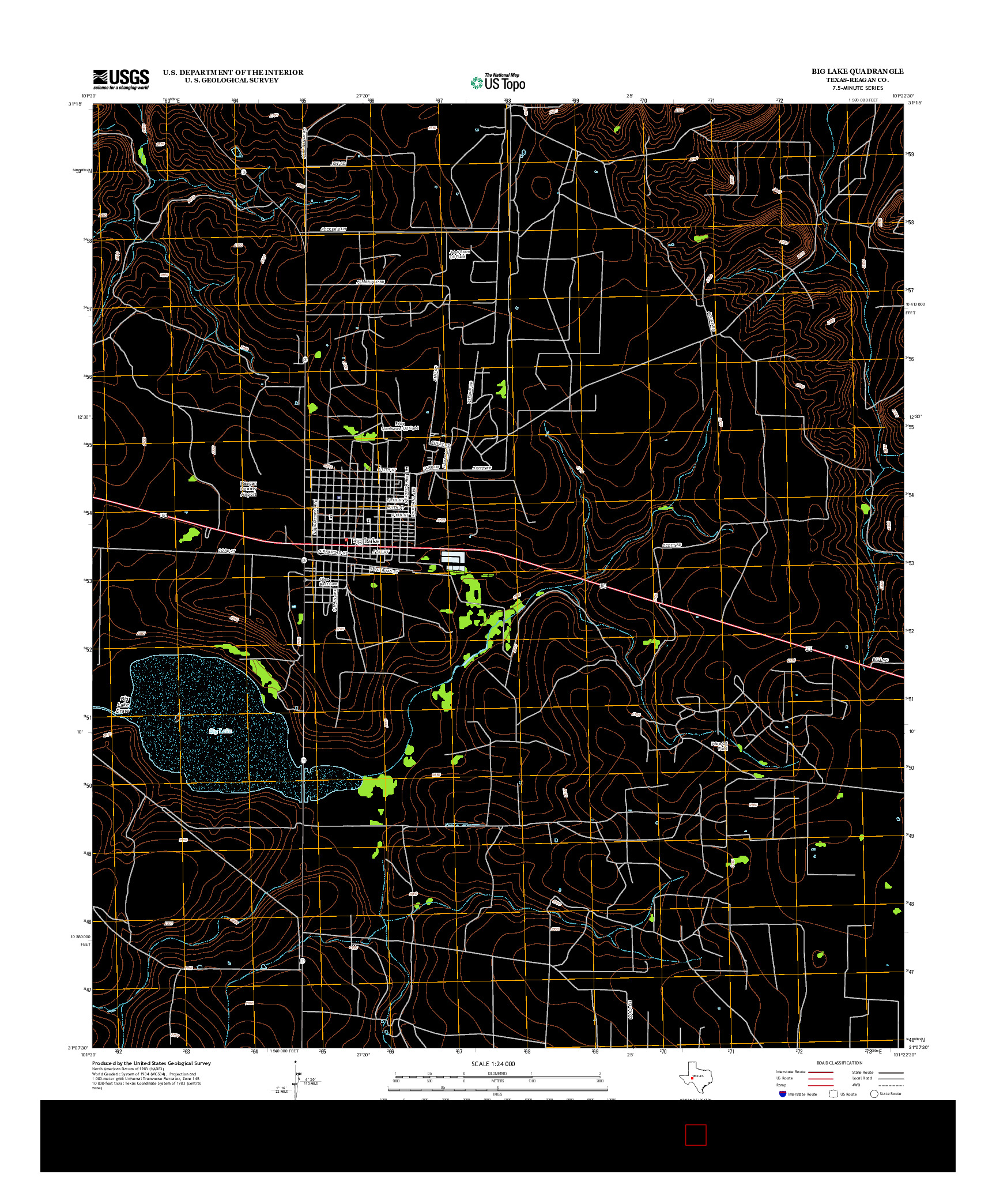 USGS US TOPO 7.5-MINUTE MAP FOR BIG LAKE, TX 2013