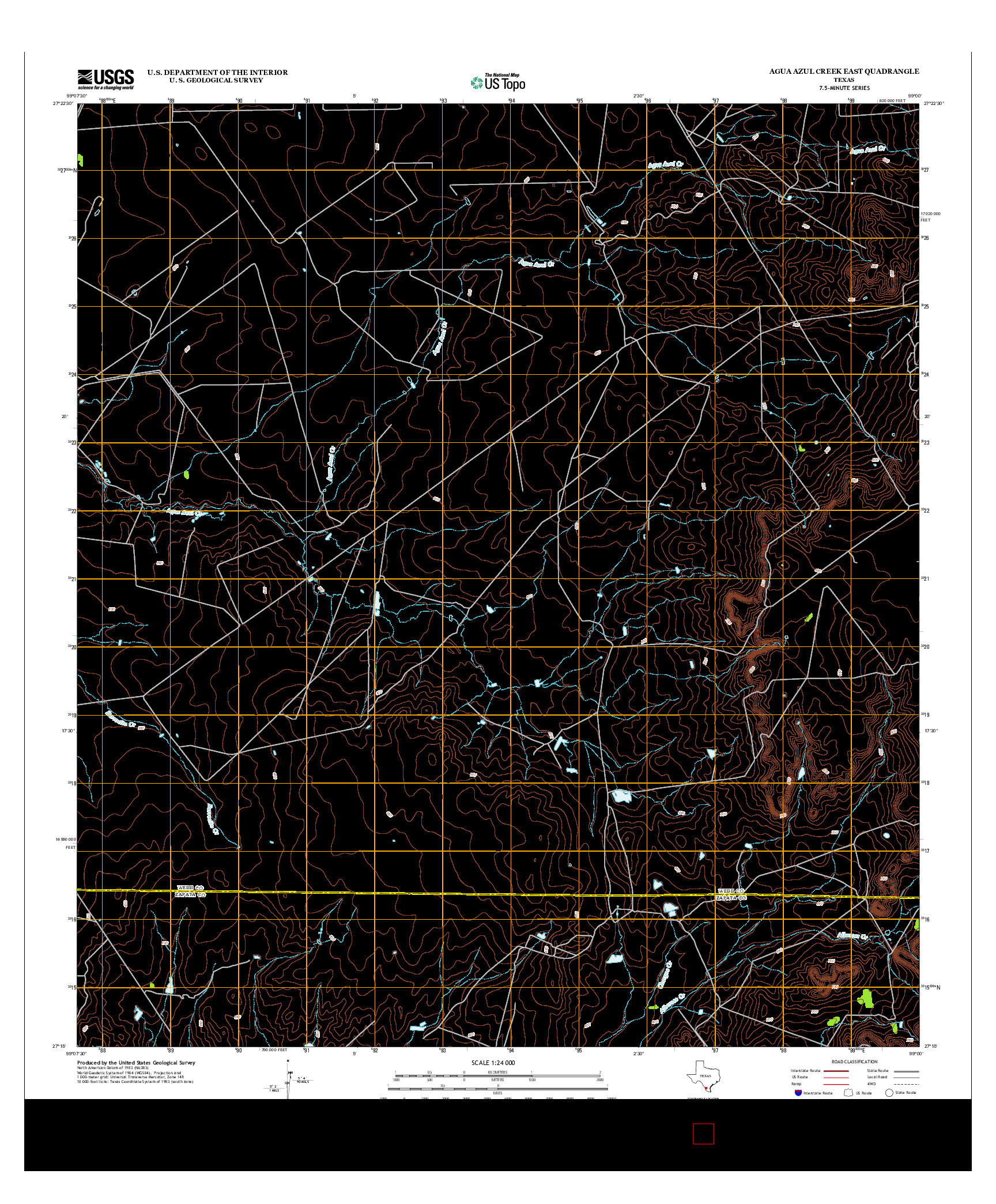 USGS US TOPO 7.5-MINUTE MAP FOR AGUA AZUL CREEK EAST, TX 2013