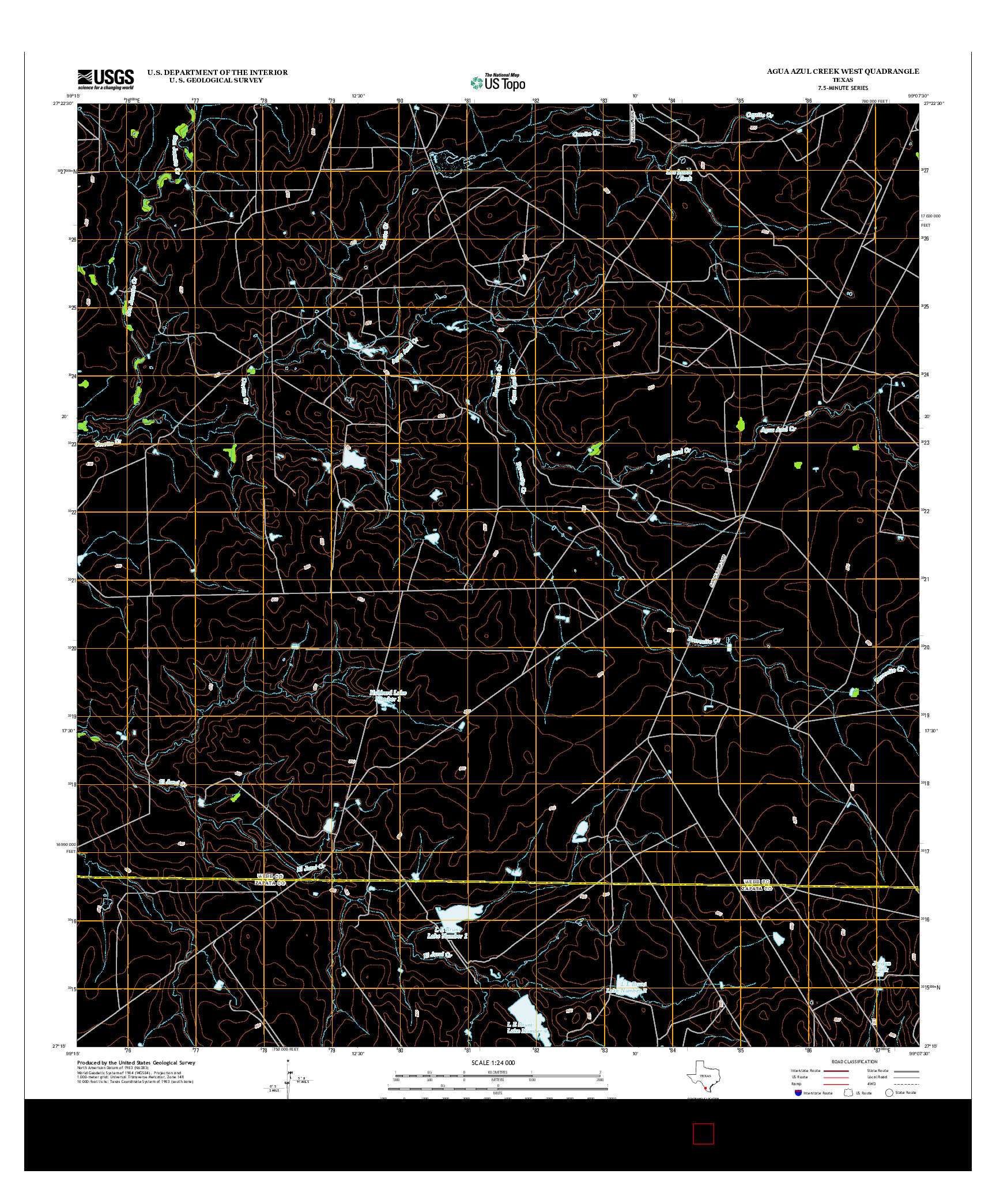 USGS US TOPO 7.5-MINUTE MAP FOR AGUA AZUL CREEK WEST, TX 2013