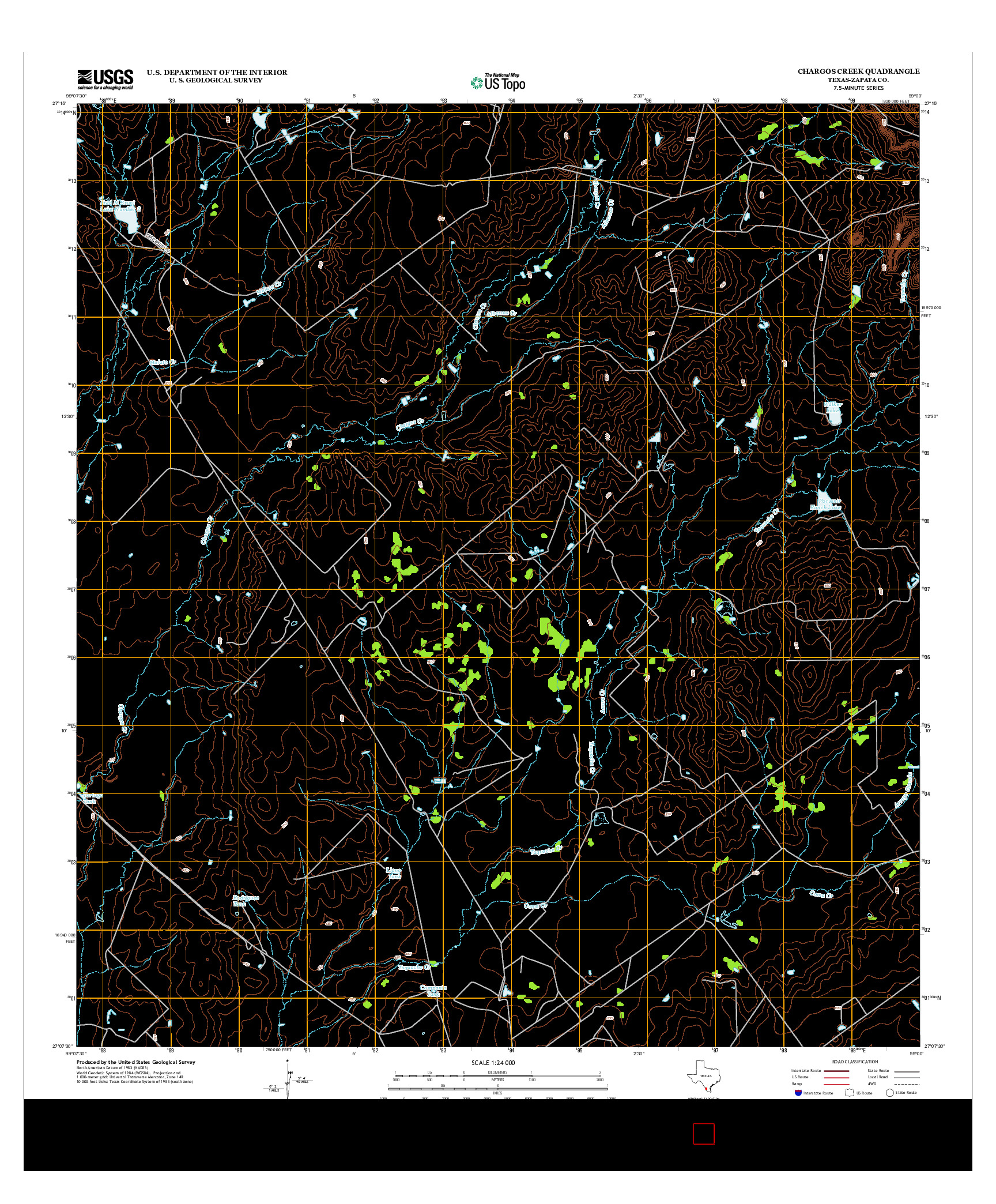 USGS US TOPO 7.5-MINUTE MAP FOR CHARGOS CREEK, TX 2013