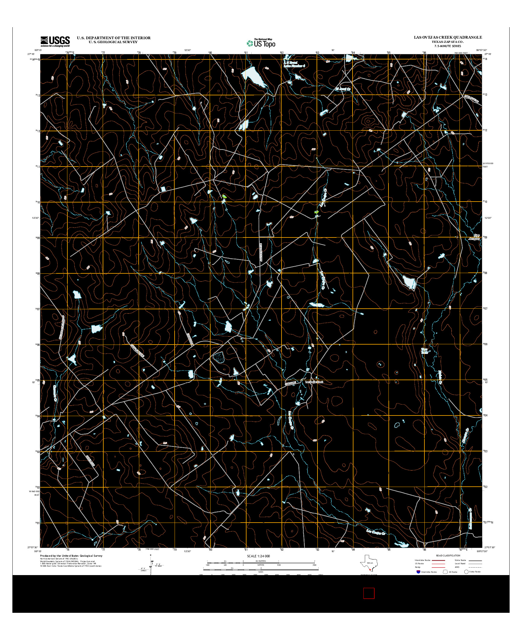 USGS US TOPO 7.5-MINUTE MAP FOR LAS OVEJAS CREEK, TX 2013