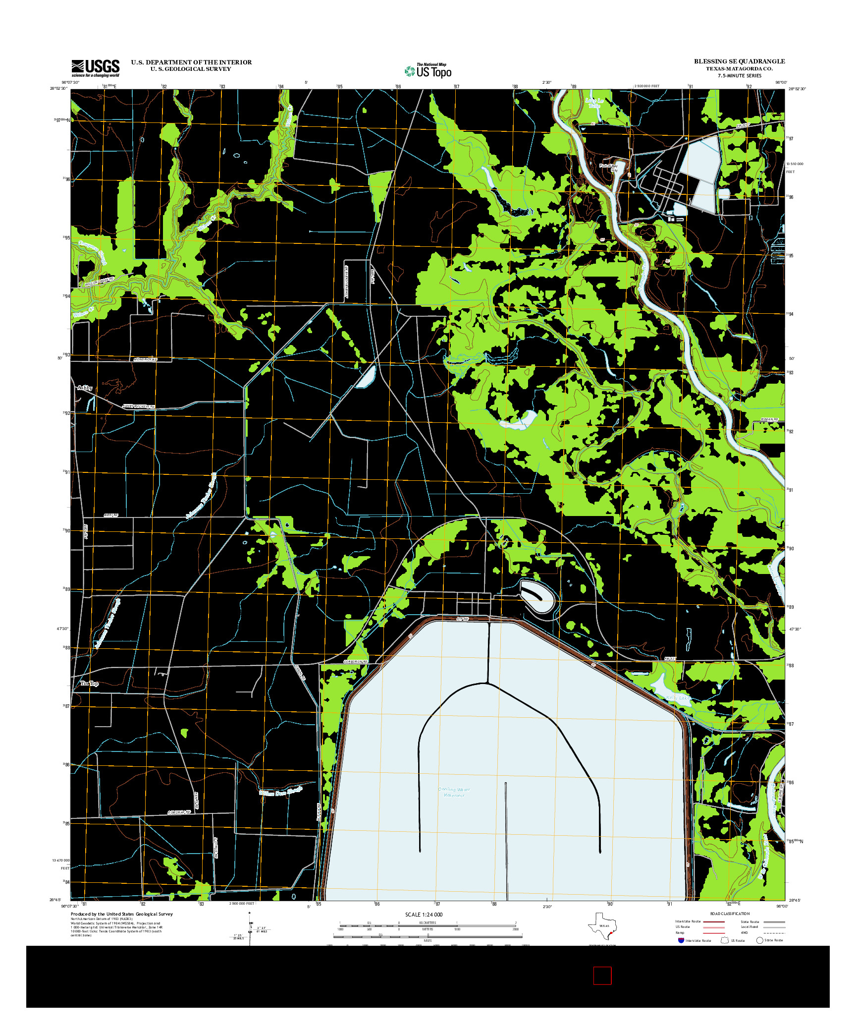 USGS US TOPO 7.5-MINUTE MAP FOR BLESSING SE, TX 2013