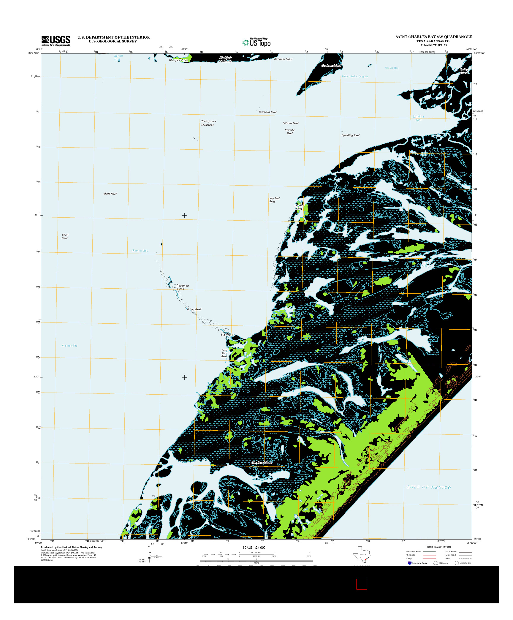 USGS US TOPO 7.5-MINUTE MAP FOR SAINT CHARLES BAY SW, TX 2013