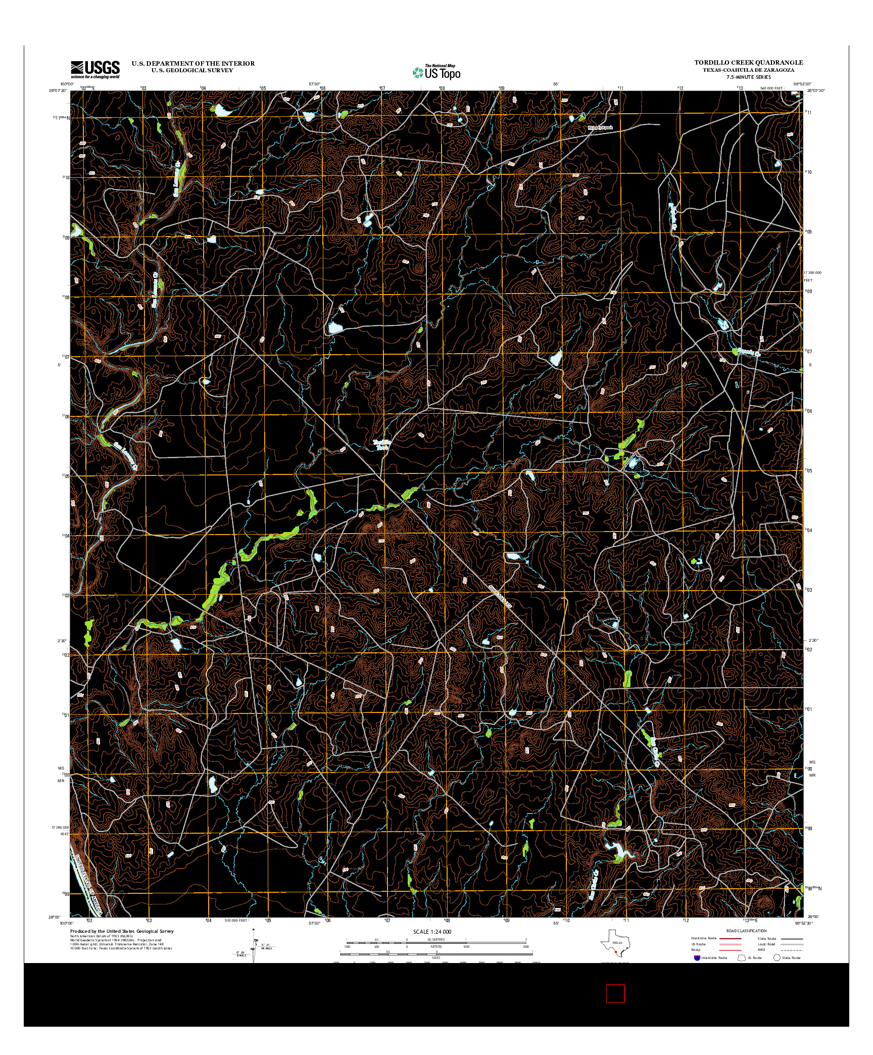 USGS US TOPO 7.5-MINUTE MAP FOR TORDILLO CREEK, TX-COA 2013