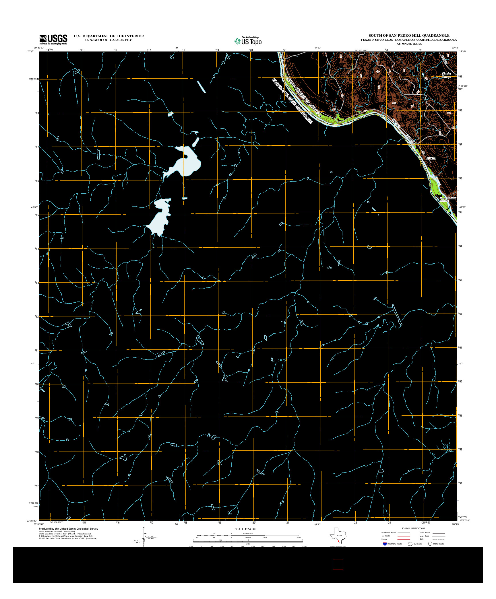 USGS US TOPO 7.5-MINUTE MAP FOR SOUTH OF SAN PEDRO HILL, TX-NLE-TAM-COA 2013