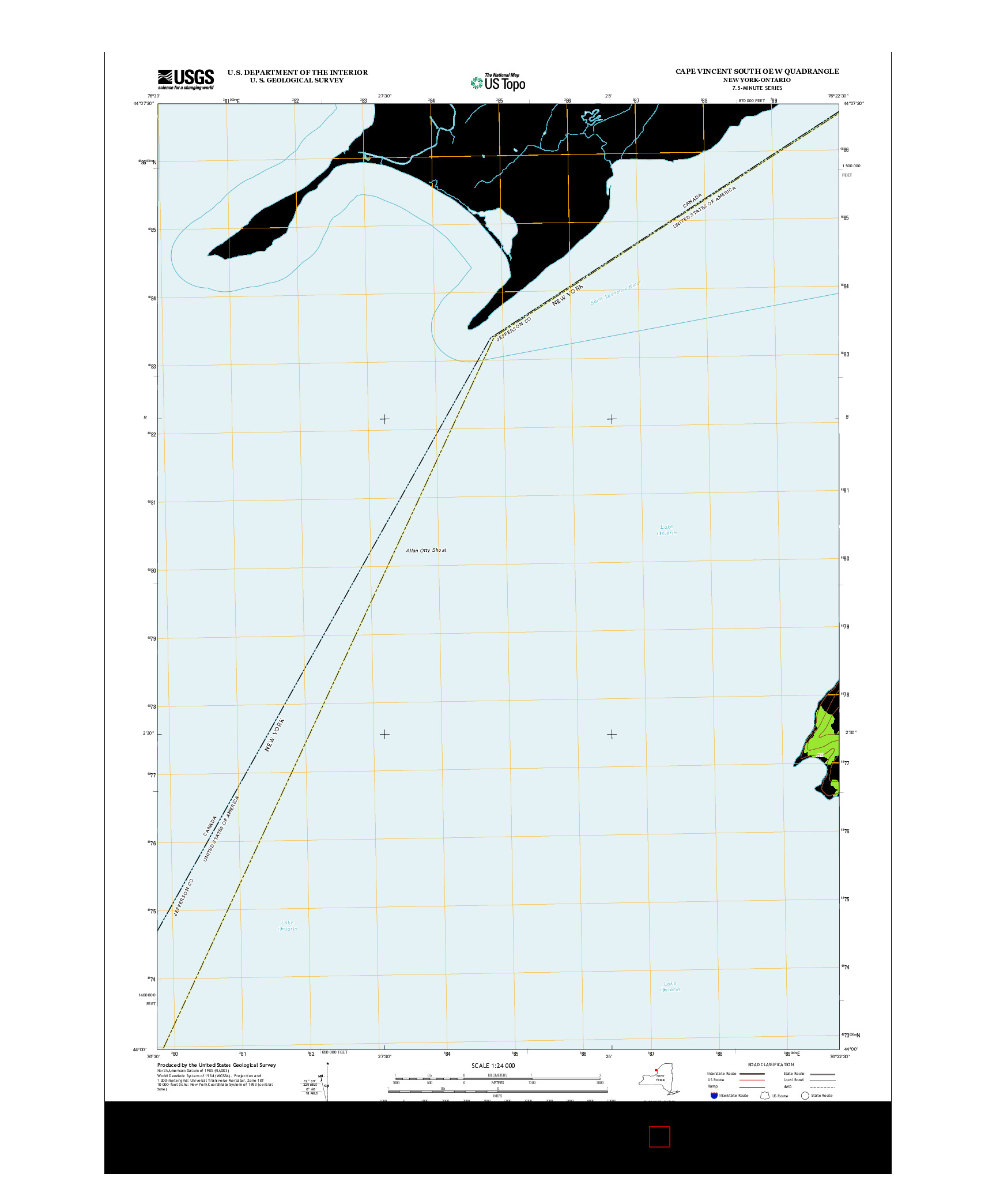 USGS US TOPO 7.5-MINUTE MAP FOR CAPE VINCENT SOUTH OE W, NY-ON 2013