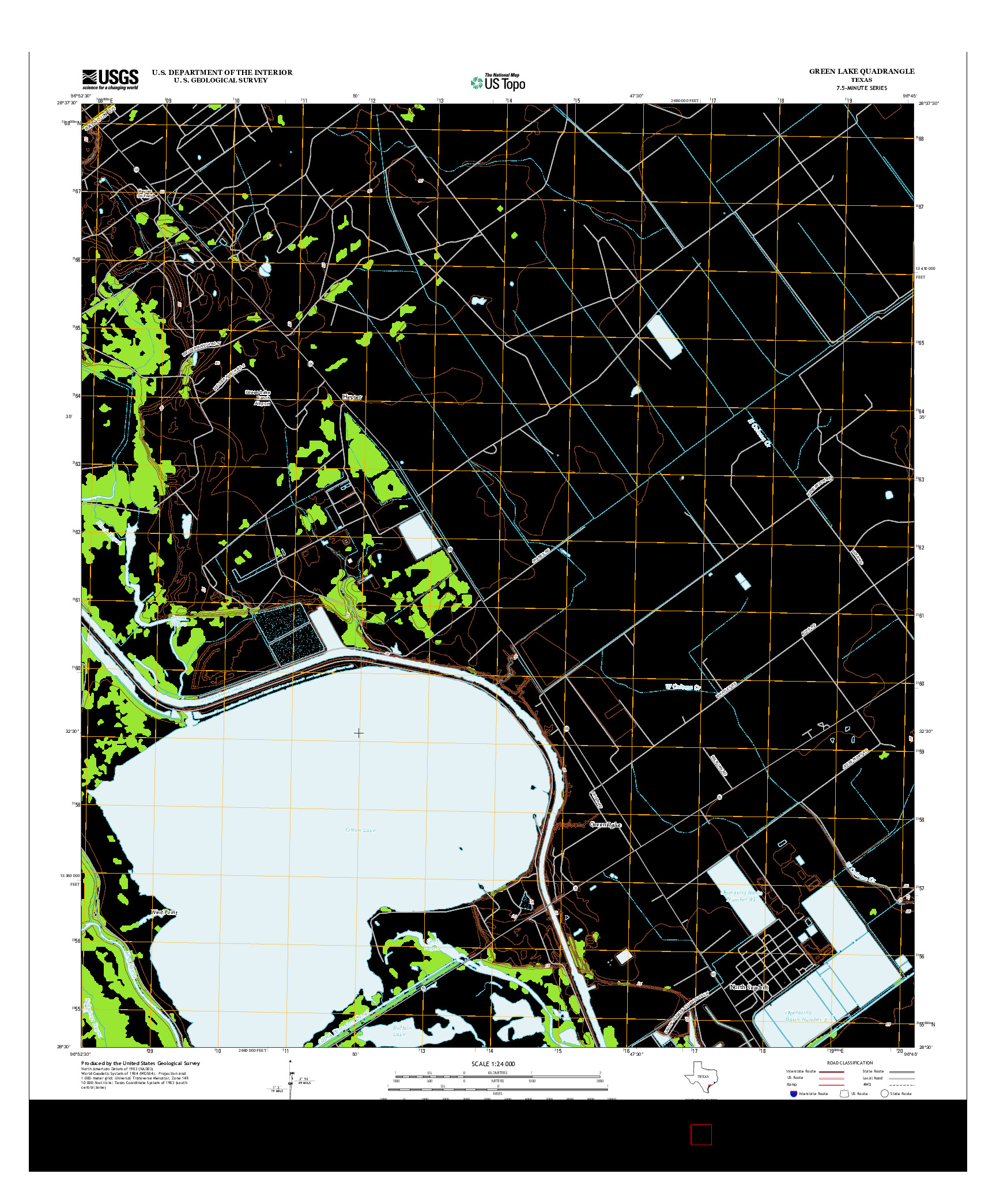 USGS US TOPO 7.5-MINUTE MAP FOR GREEN LAKE, TX 2013