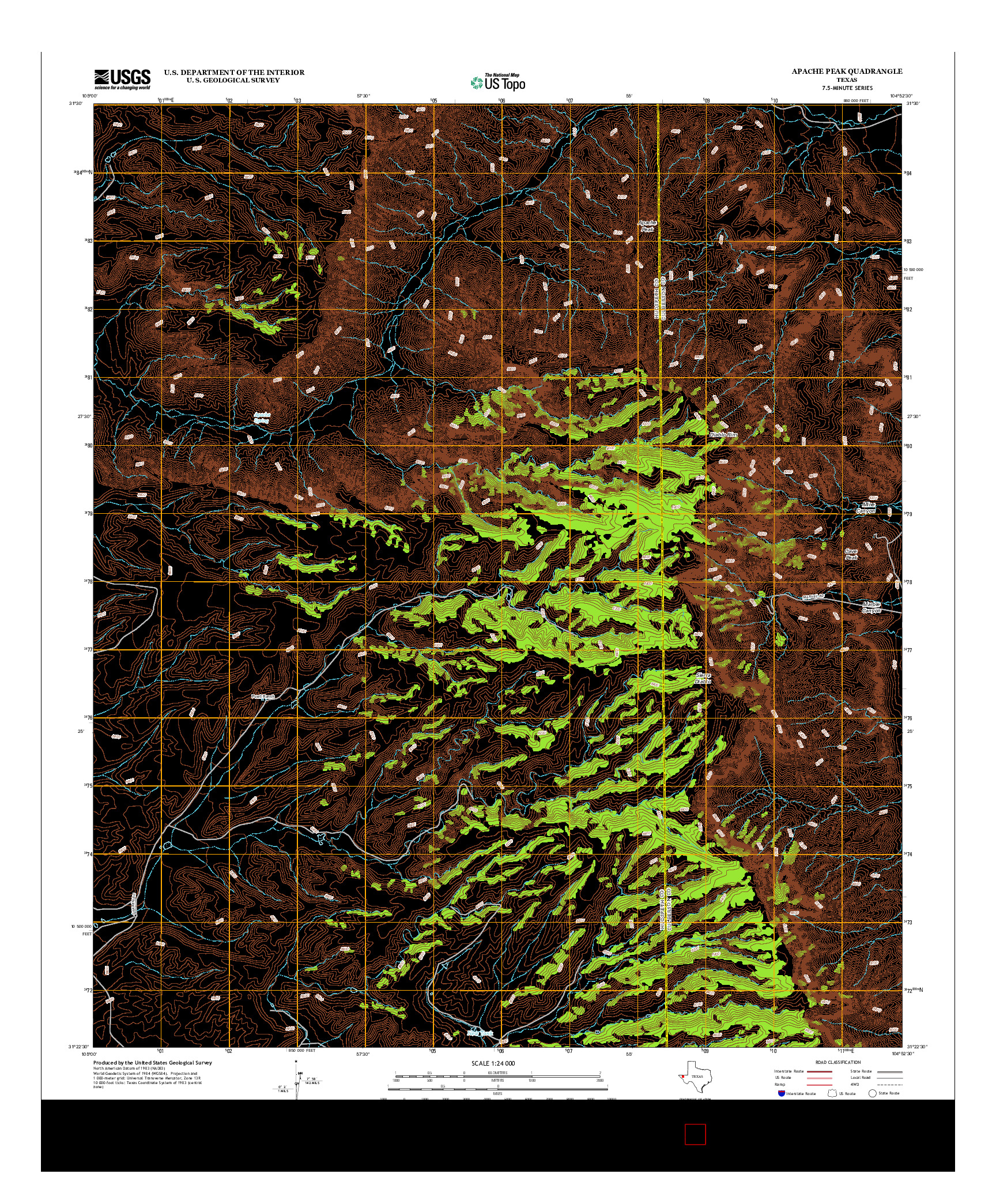 USGS US TOPO 7.5-MINUTE MAP FOR APACHE PEAK, TX 2013