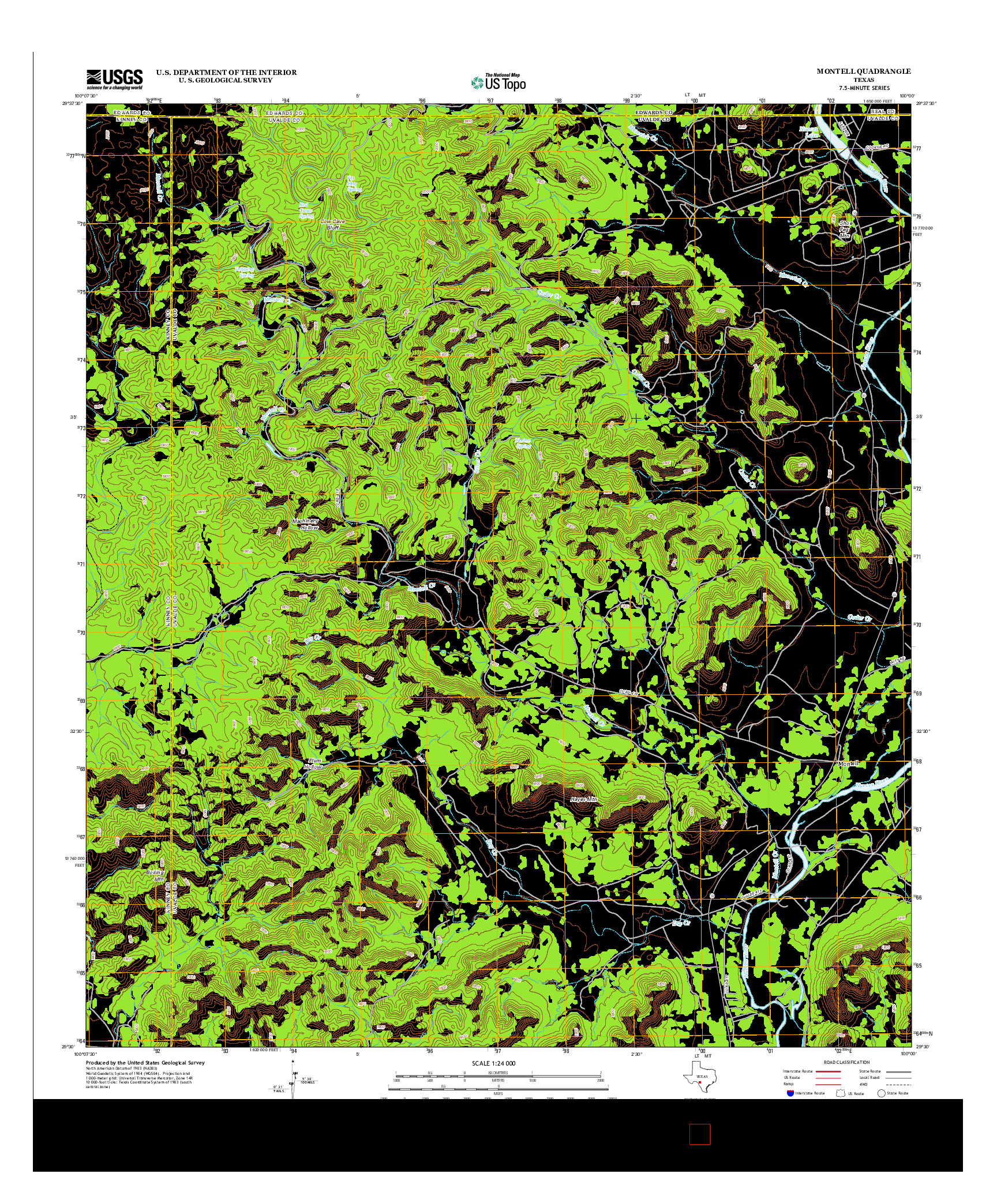USGS US TOPO 7.5-MINUTE MAP FOR MONTELL, TX 2013