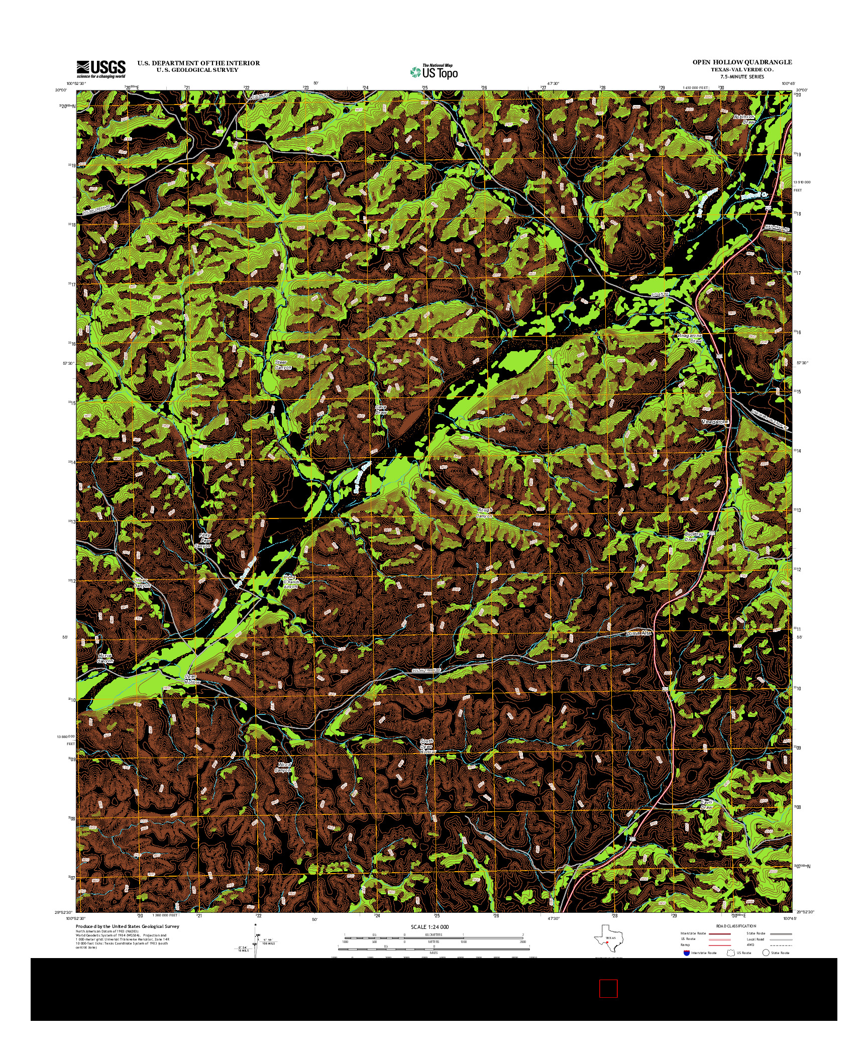 USGS US TOPO 7.5-MINUTE MAP FOR OPEN HOLLOW, TX 2013