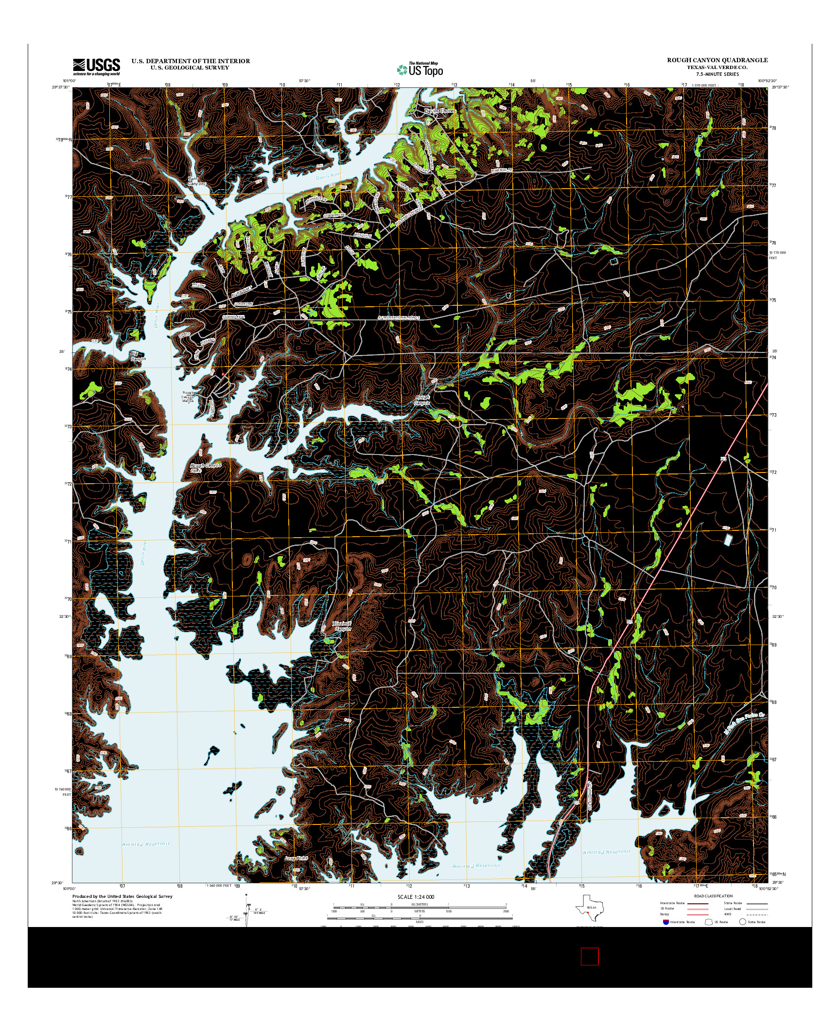 USGS US TOPO 7.5-MINUTE MAP FOR ROUGH CANYON, TX 2013