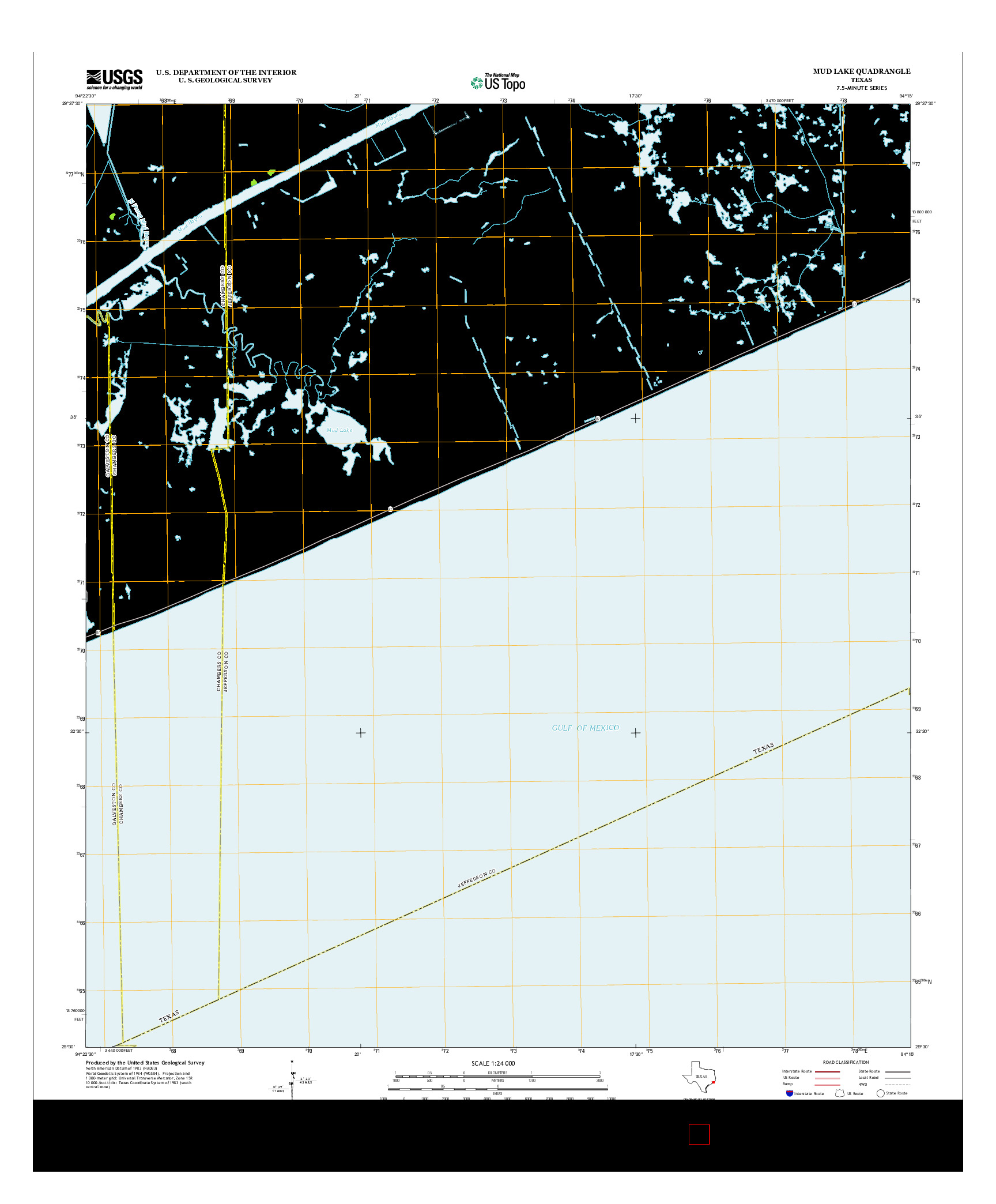 USGS US TOPO 7.5-MINUTE MAP FOR MUD LAKE, TX 2013