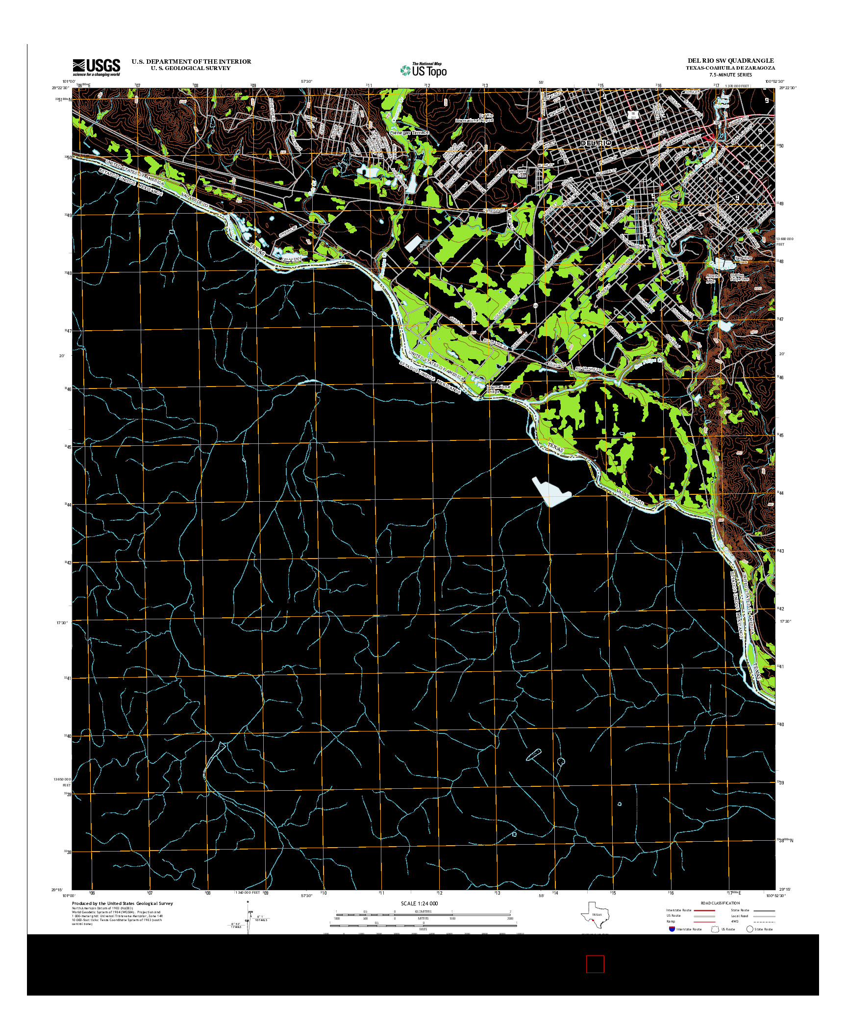 USGS US TOPO 7.5-MINUTE MAP FOR DEL RIO SW, TX-COA 2013