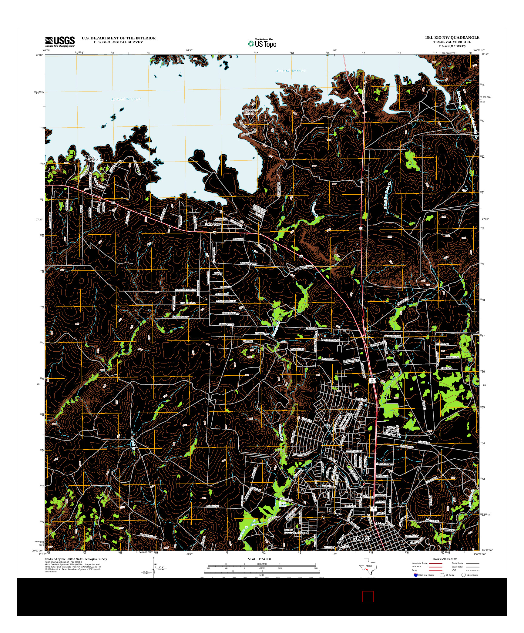 USGS US TOPO 7.5-MINUTE MAP FOR DEL RIO NW, TX 2013