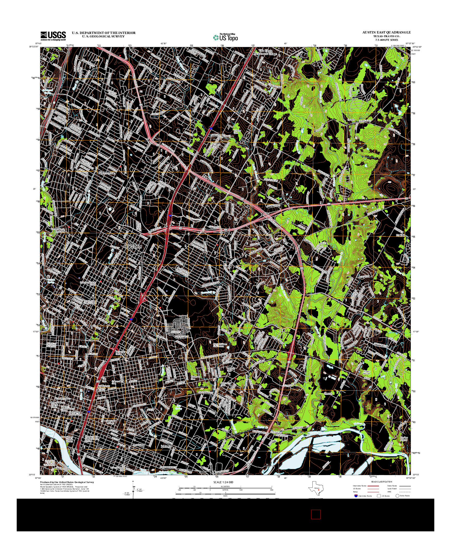 USGS US TOPO 7.5-MINUTE MAP FOR AUSTIN EAST, TX 2013