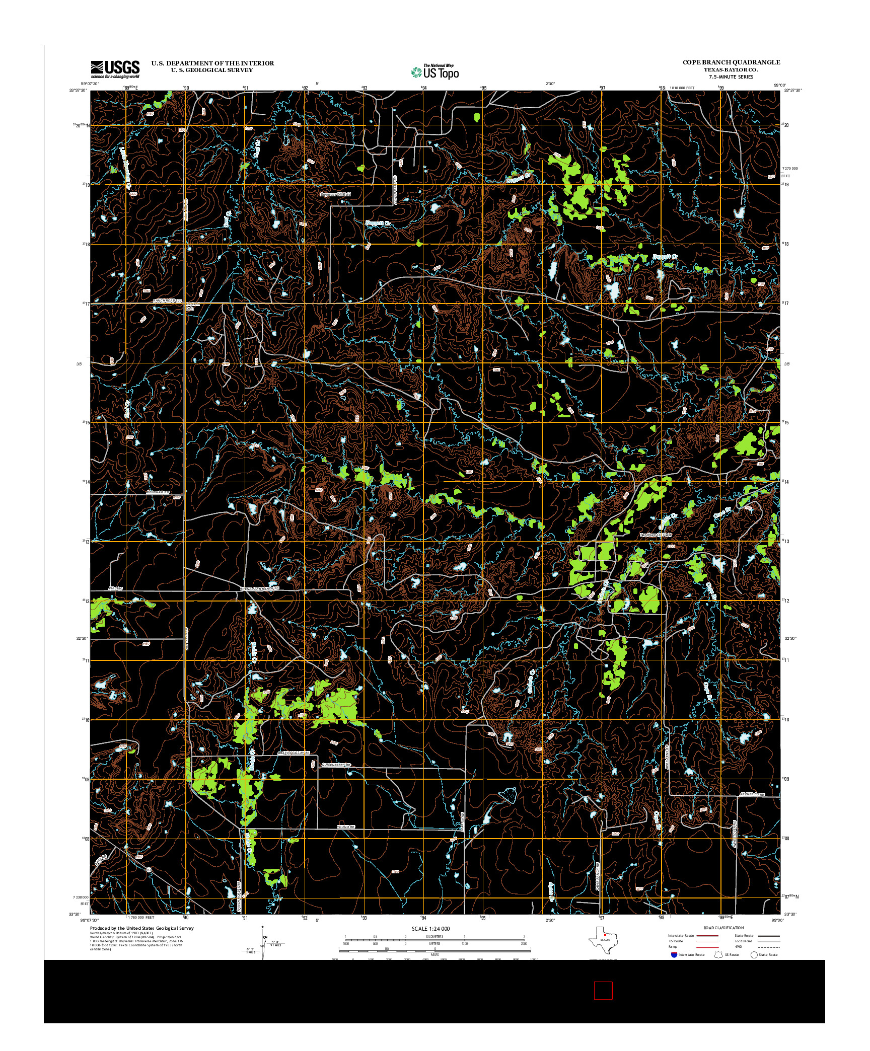 USGS US TOPO 7.5-MINUTE MAP FOR COPE BRANCH, TX 2013