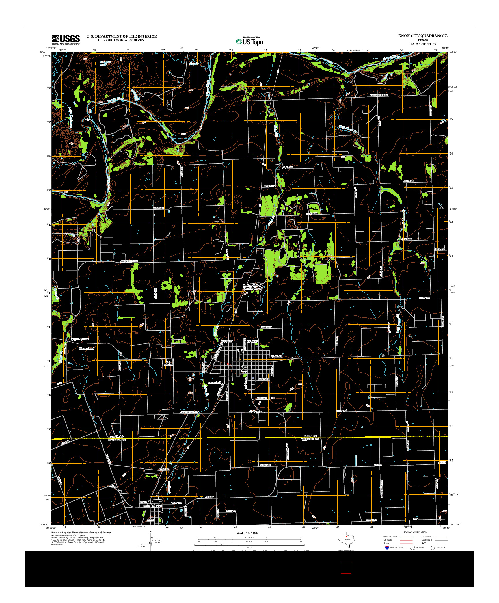 USGS US TOPO 7.5-MINUTE MAP FOR KNOX CITY, TX 2013