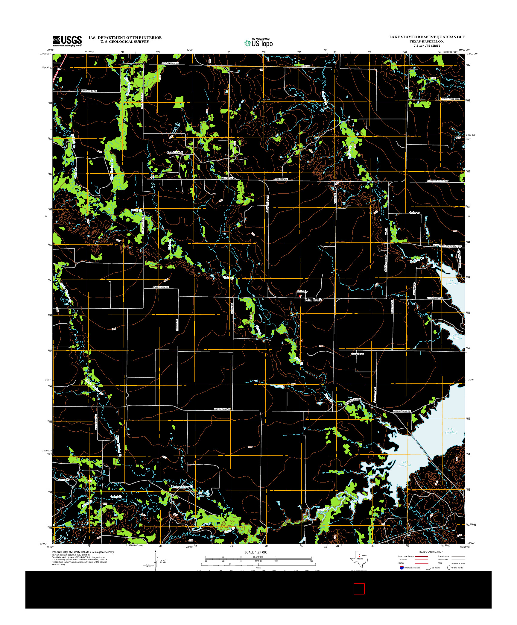 USGS US TOPO 7.5-MINUTE MAP FOR LAKE STAMFORD WEST, TX 2013