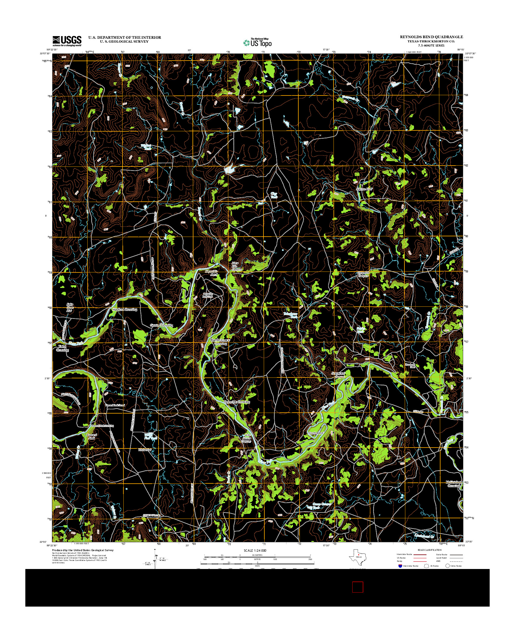 USGS US TOPO 7.5-MINUTE MAP FOR REYNOLDS BEND, TX 2013