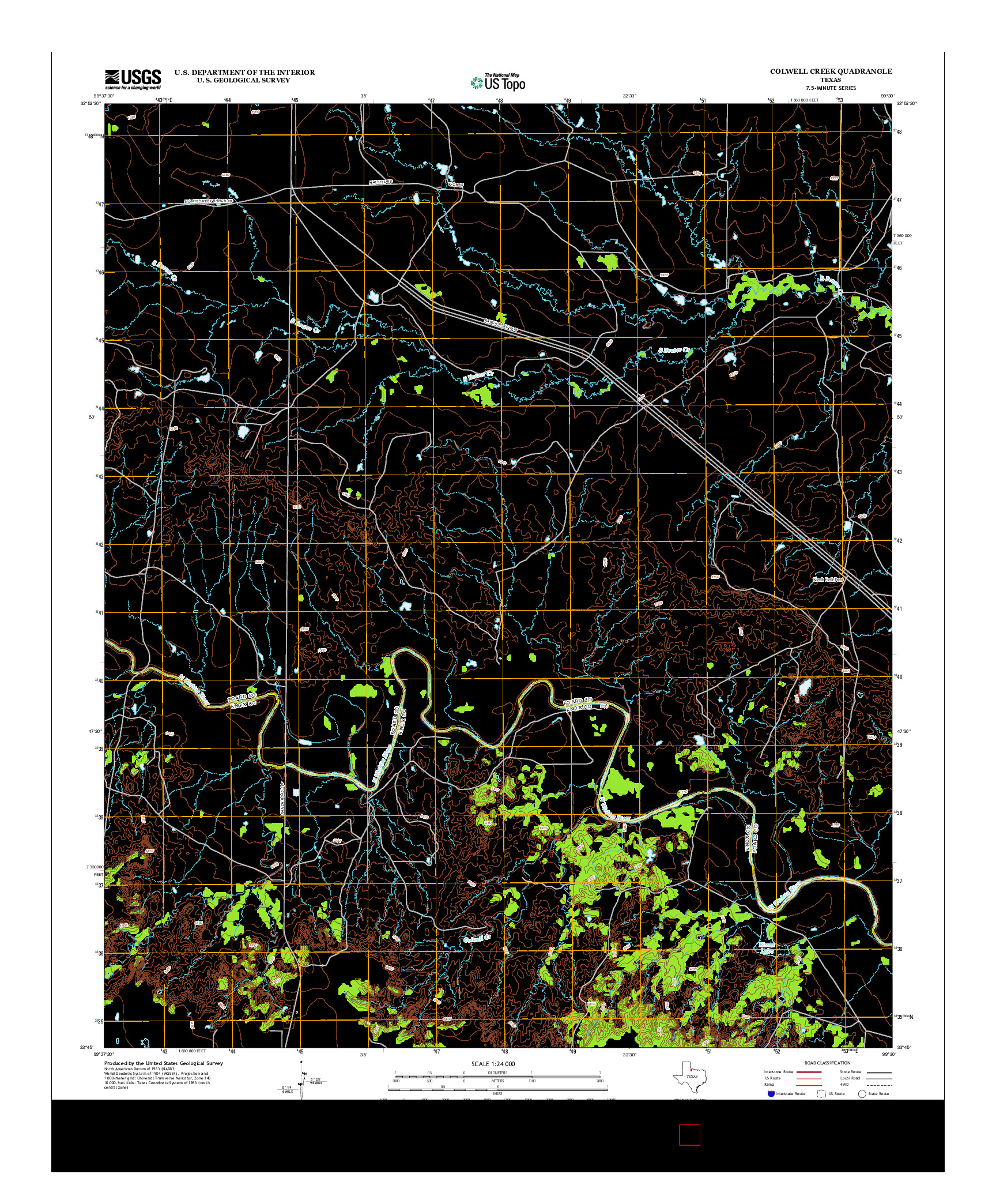 USGS US TOPO 7.5-MINUTE MAP FOR COLWELL CREEK, TX 2013