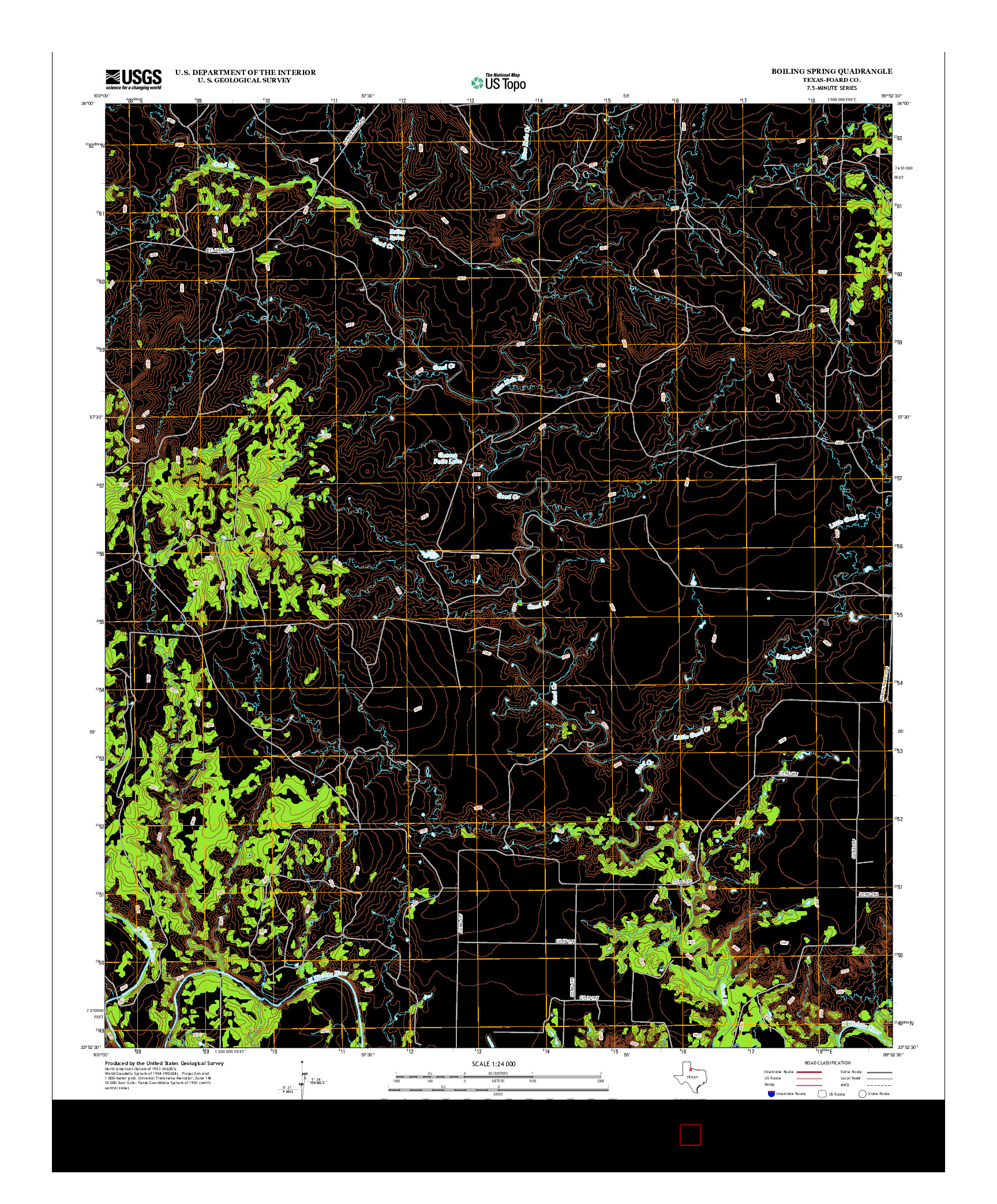 USGS US TOPO 7.5-MINUTE MAP FOR BOILING SPRING, TX 2013