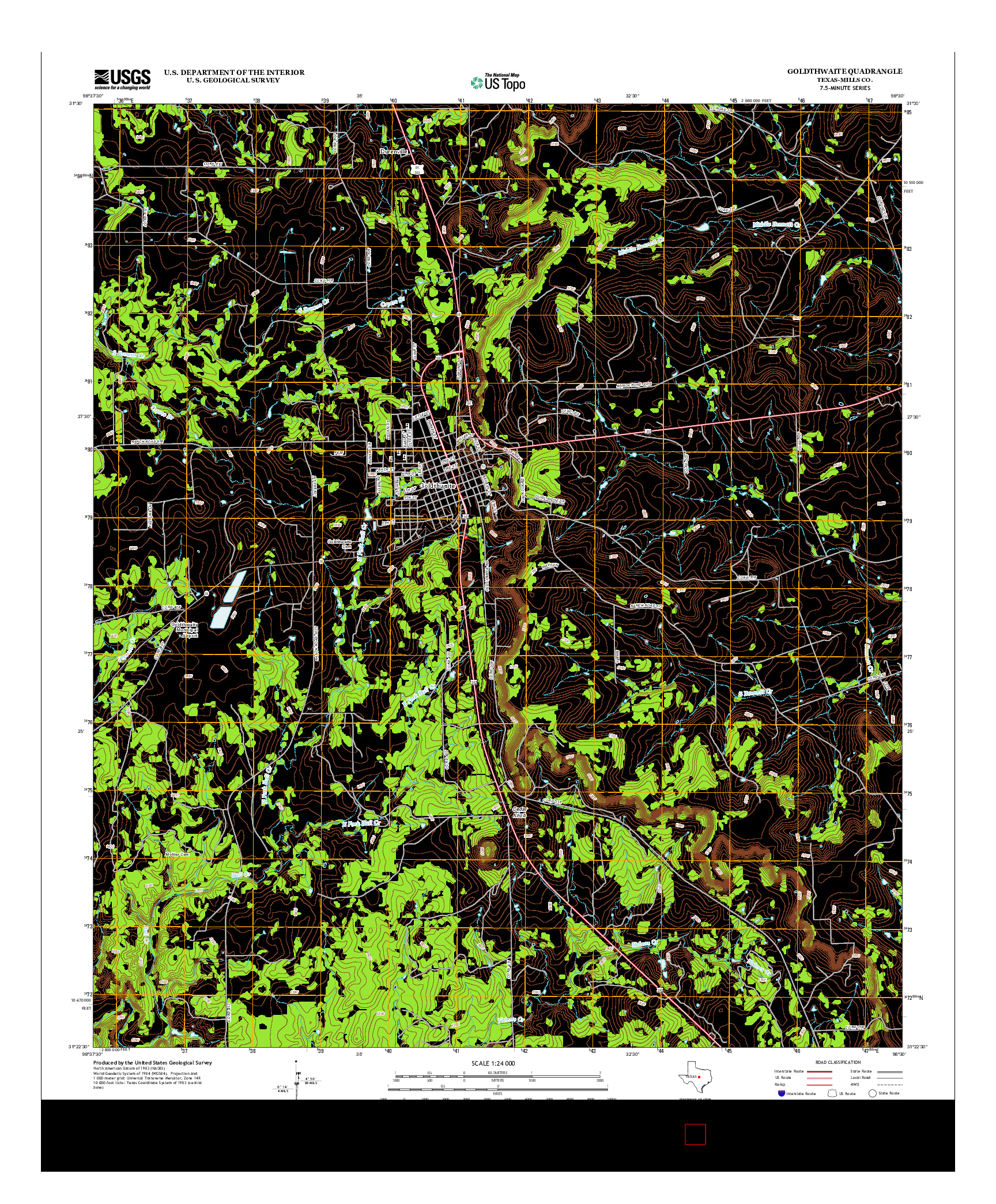 USGS US TOPO 7.5-MINUTE MAP FOR GOLDTHWAITE, TX 2013