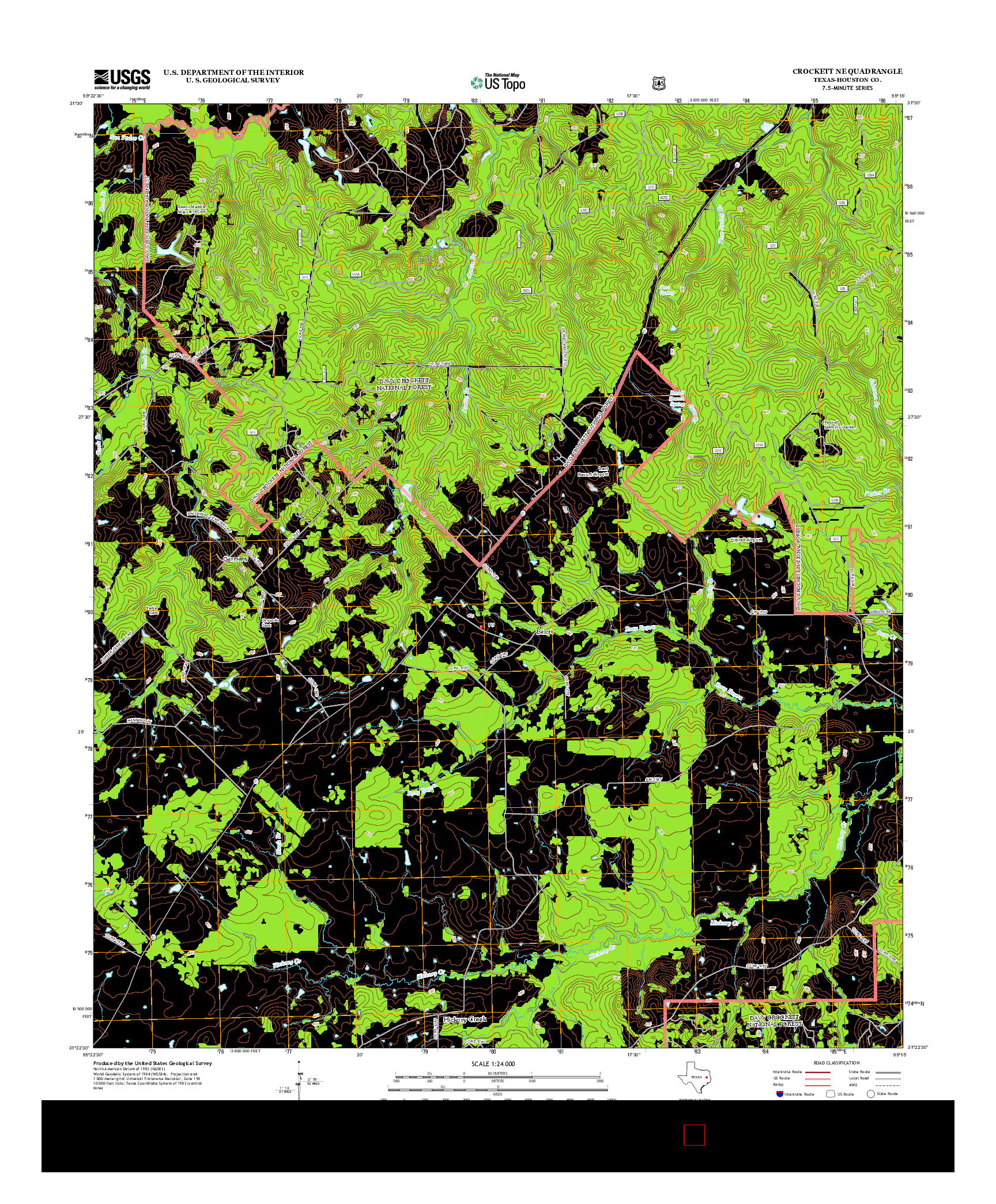 USGS US TOPO 7.5-MINUTE MAP FOR CROCKETT NE, TX 2013