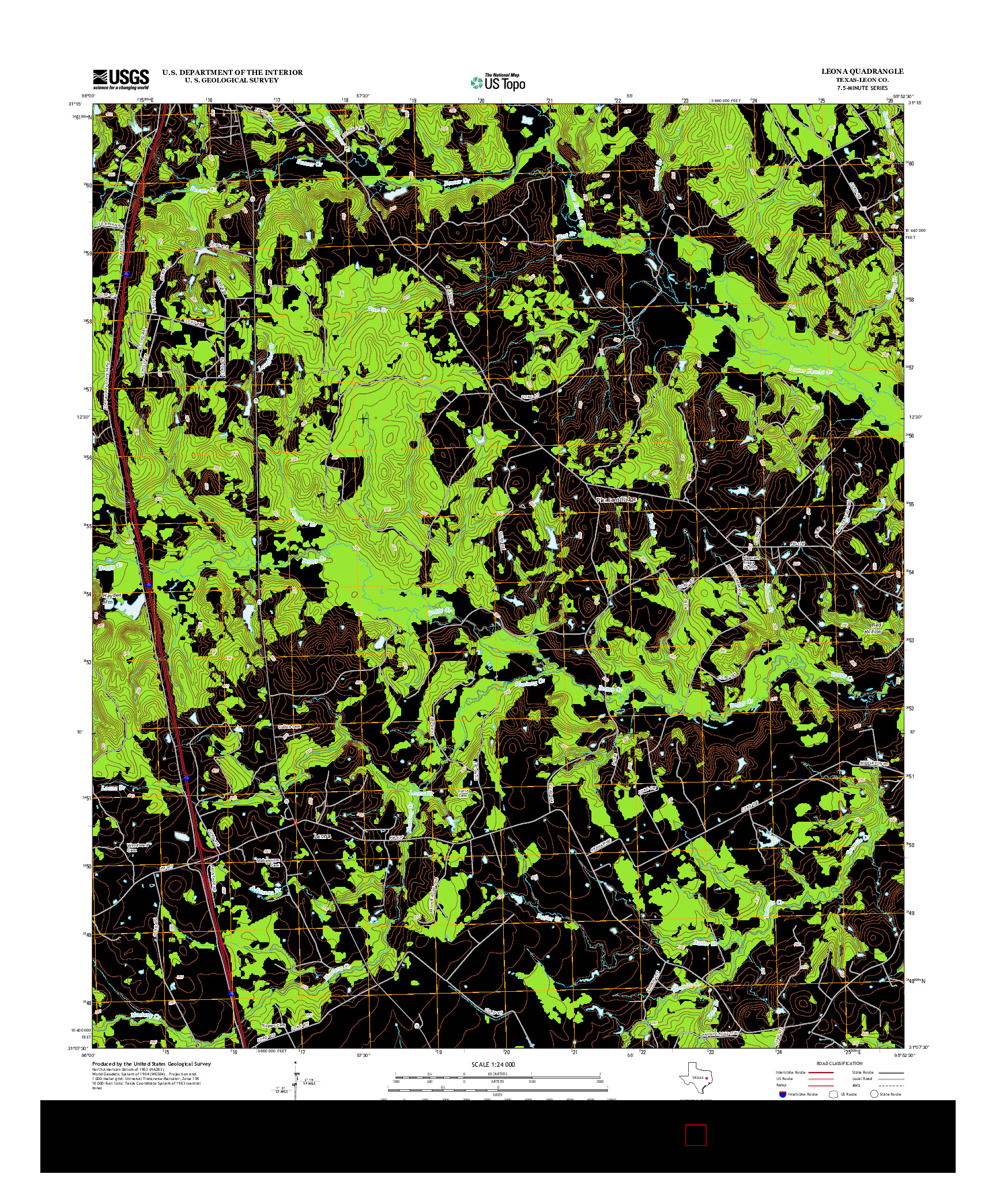 USGS US TOPO 7.5-MINUTE MAP FOR LEONA, TX 2013