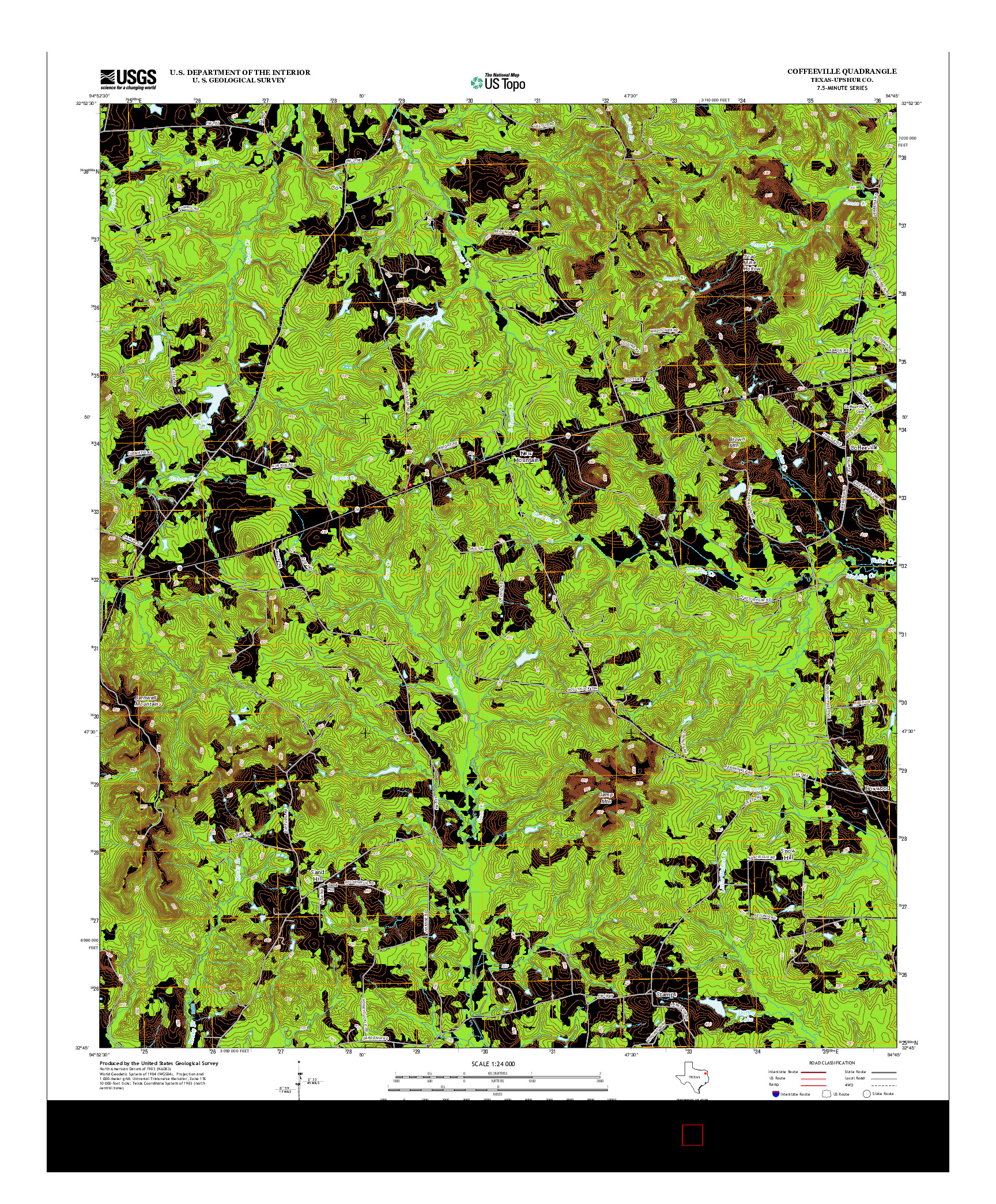 USGS US TOPO 7.5-MINUTE MAP FOR COFFEEVILLE, TX 2013