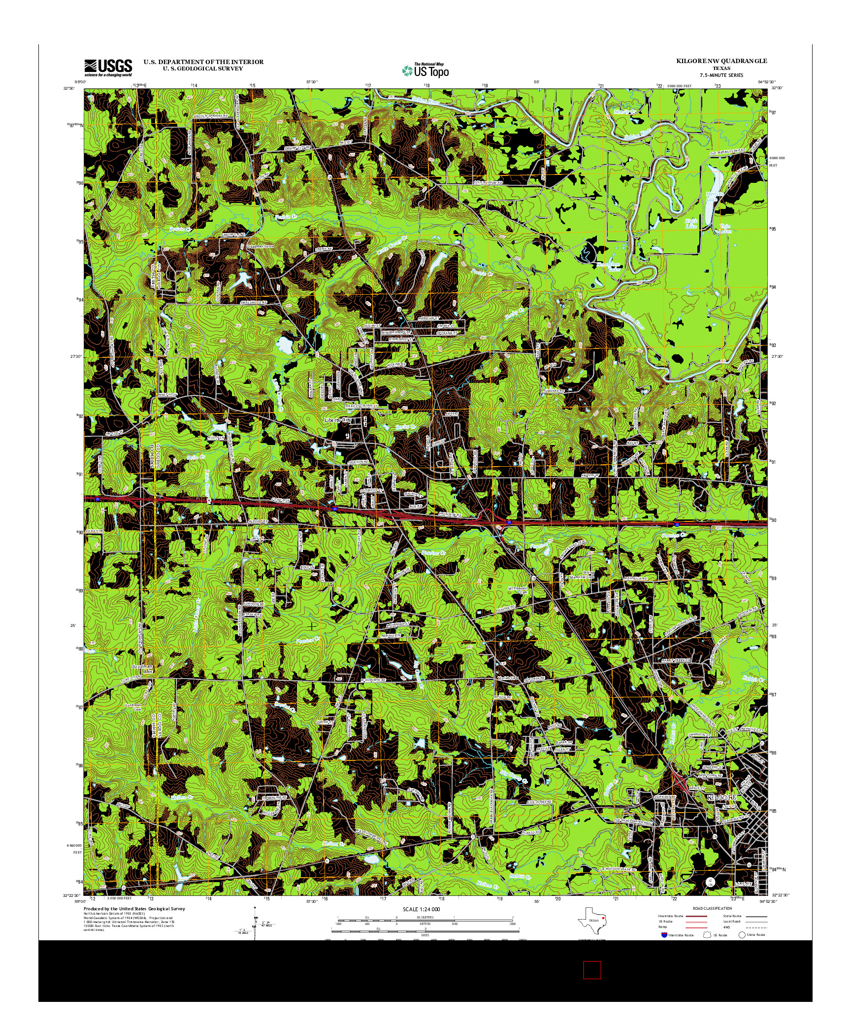 USGS US TOPO 7.5-MINUTE MAP FOR KILGORE NW, TX 2013