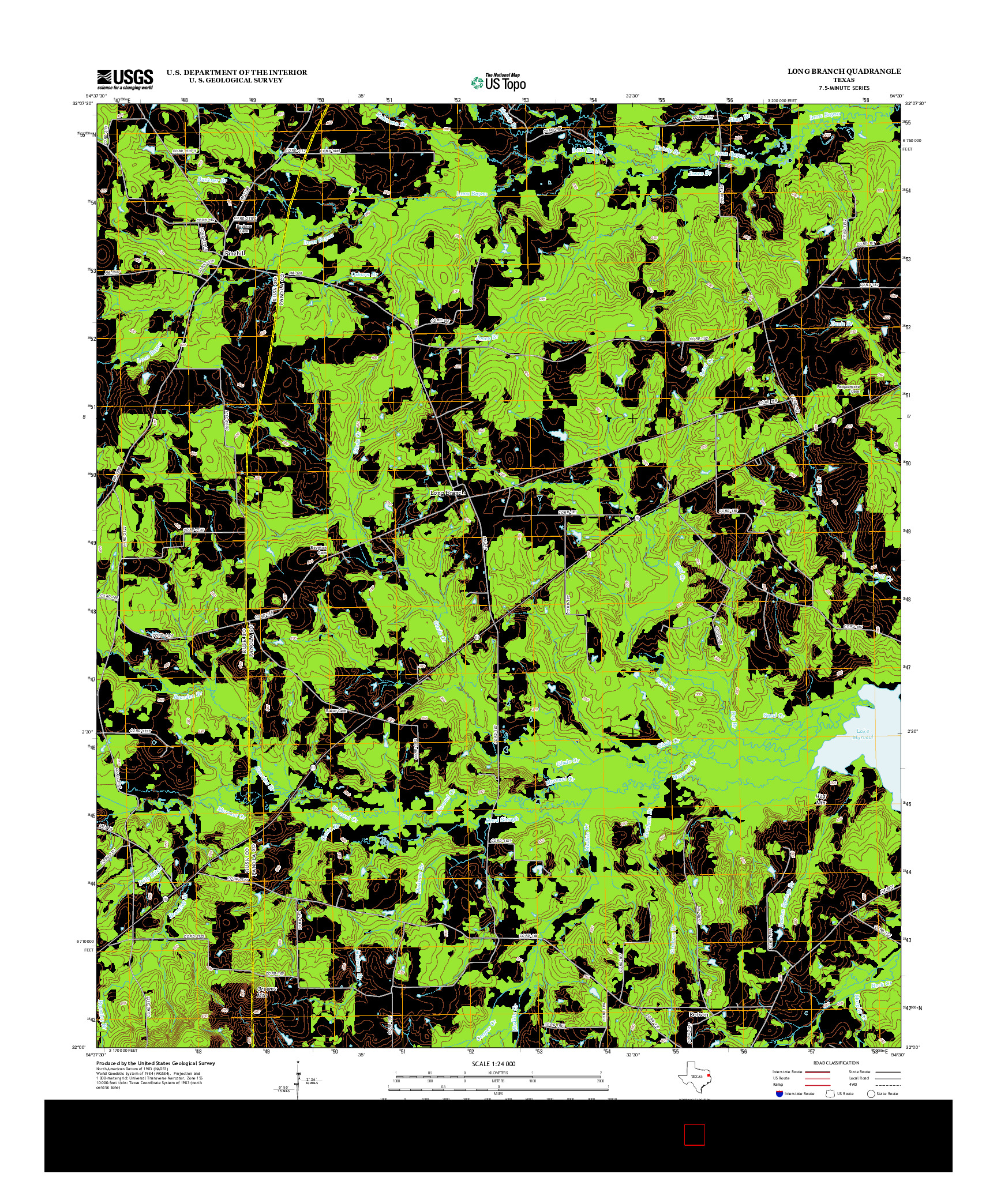 USGS US TOPO 7.5-MINUTE MAP FOR LONG BRANCH, TX 2013