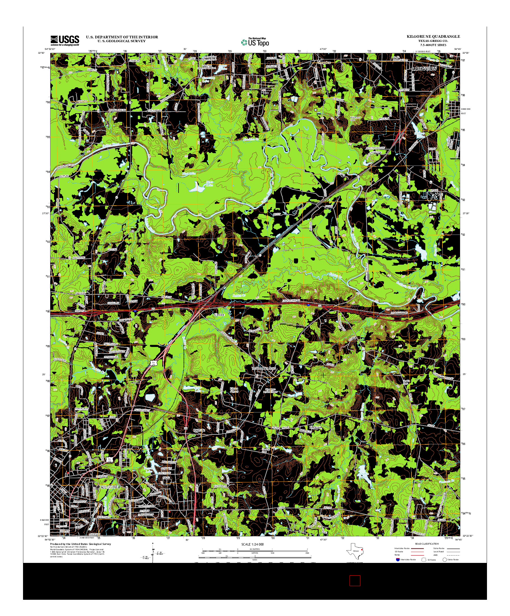 USGS US TOPO 7.5-MINUTE MAP FOR KILGORE NE, TX 2013