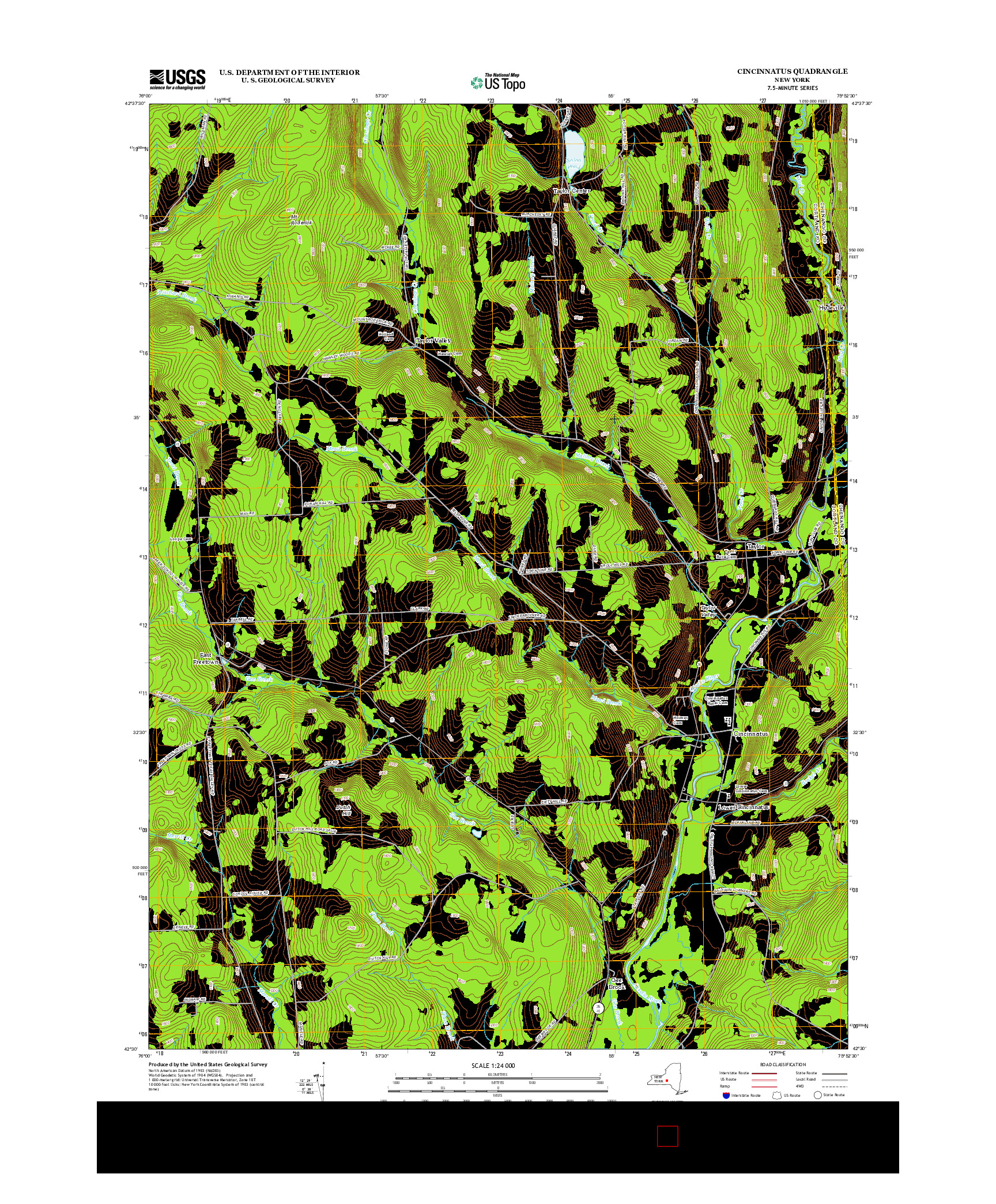 USGS US TOPO 7.5-MINUTE MAP FOR CINCINNATUS, NY 2013