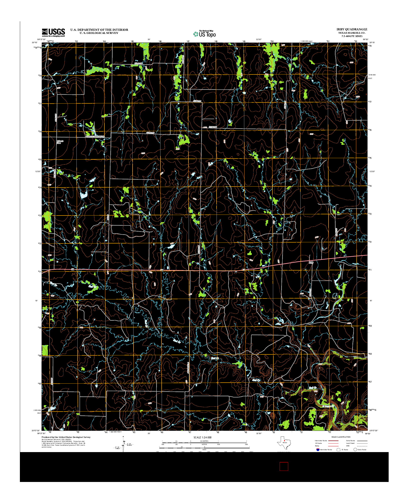 USGS US TOPO 7.5-MINUTE MAP FOR IRBY, TX 2013