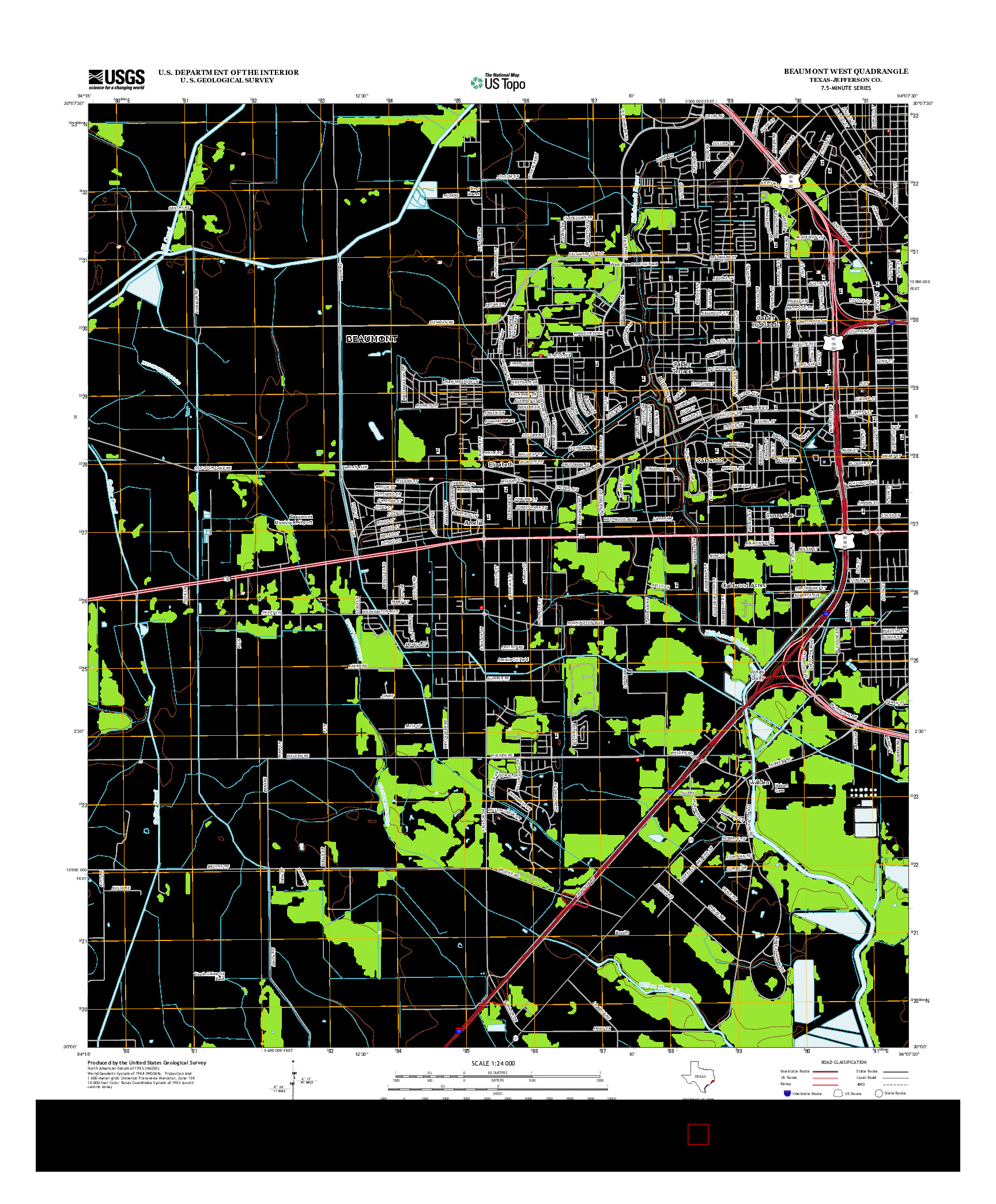 USGS US TOPO 7.5-MINUTE MAP FOR BEAUMONT WEST, TX 2013