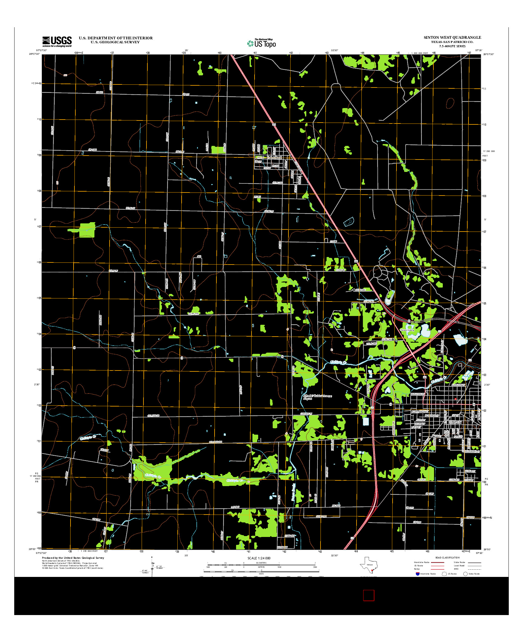 USGS US TOPO 7.5-MINUTE MAP FOR SINTON WEST, TX 2013