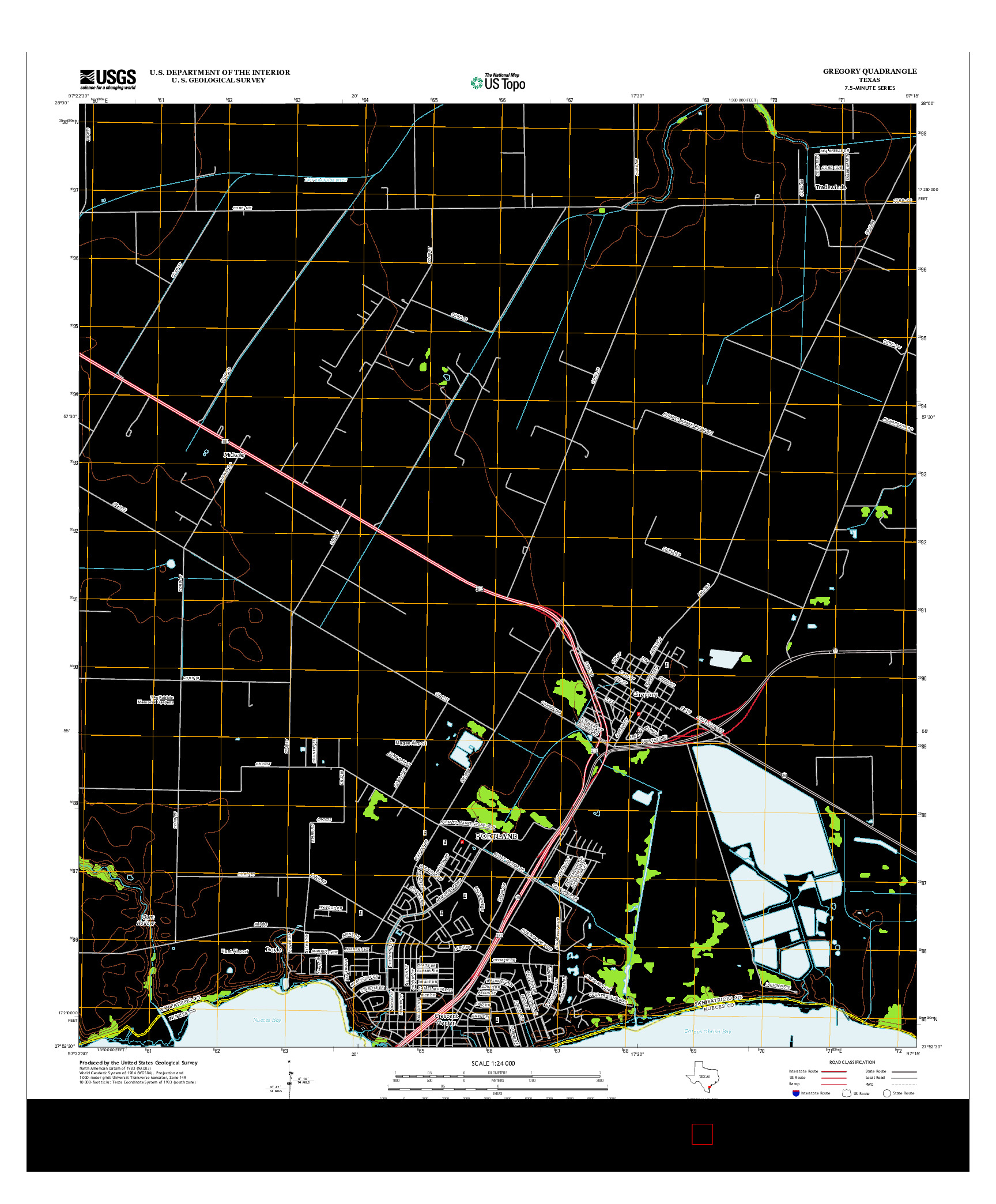 USGS US TOPO 7.5-MINUTE MAP FOR GREGORY, TX 2013