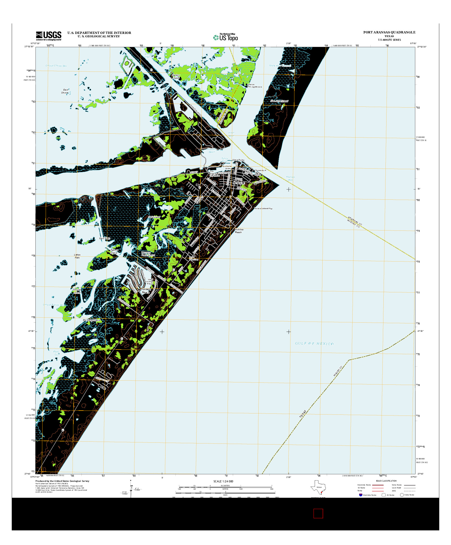USGS US TOPO 7.5-MINUTE MAP FOR PORT ARANSAS, TX 2013