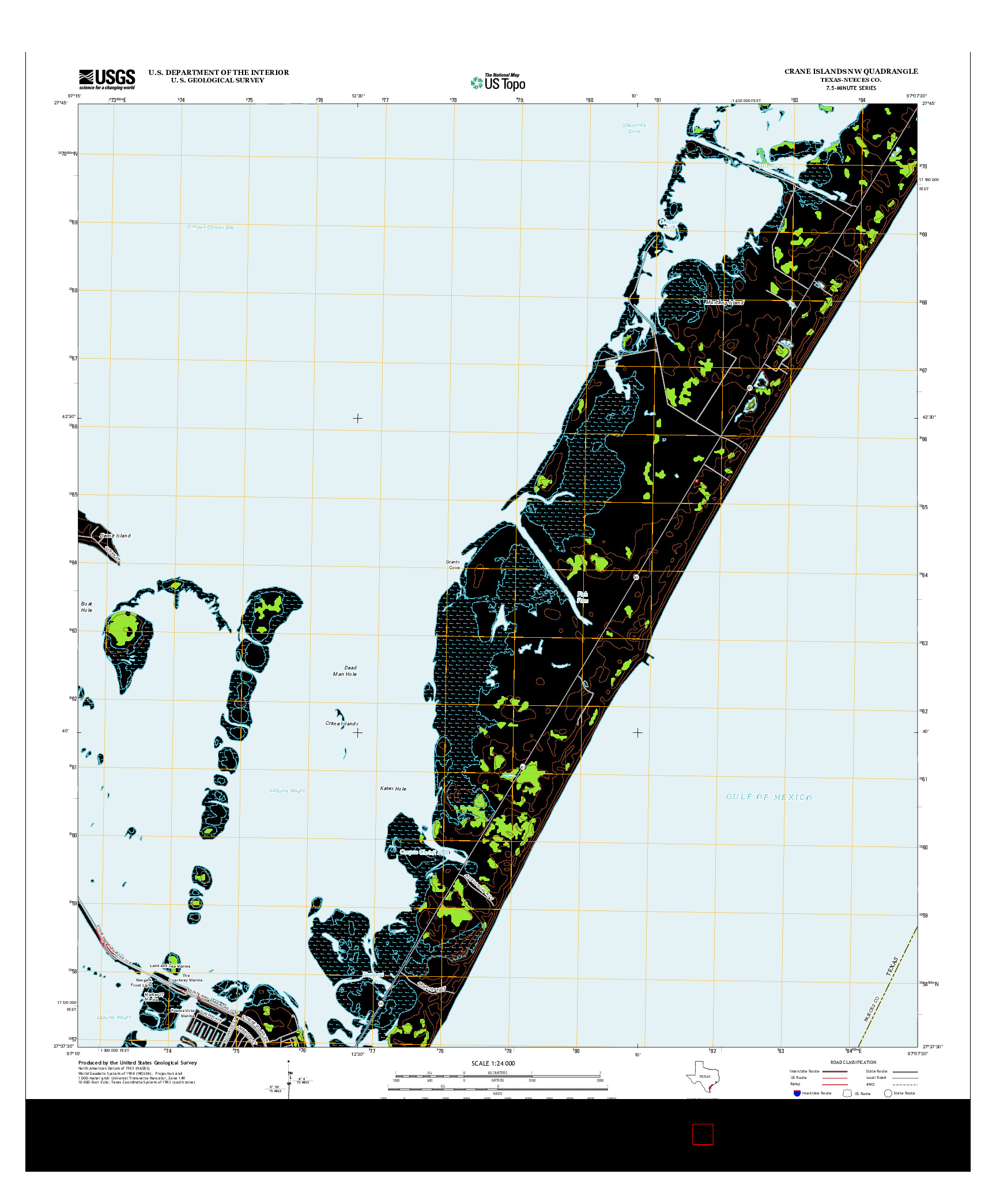 USGS US TOPO 7.5-MINUTE MAP FOR CRANE ISLANDS NW, TX 2013