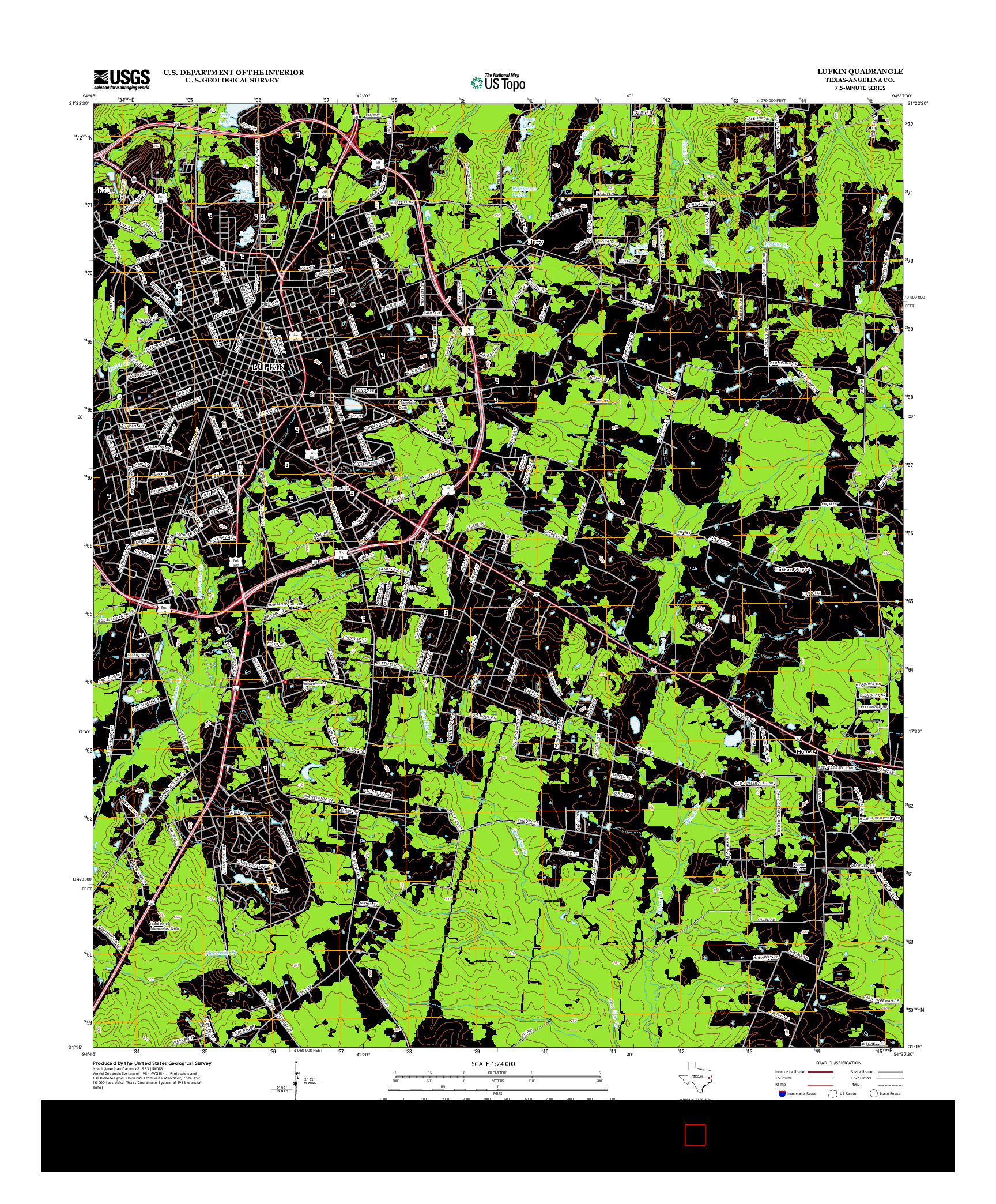 USGS US TOPO 7.5-MINUTE MAP FOR LUFKIN, TX 2013