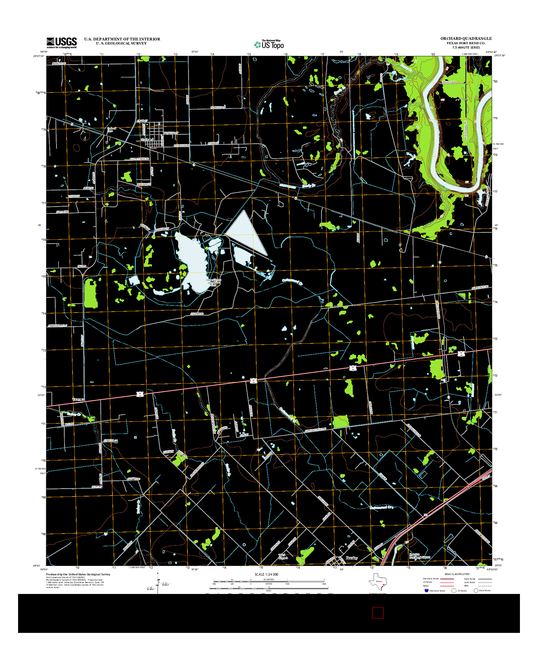 USGS US TOPO 7.5-MINUTE MAP FOR ORCHARD, TX 2013