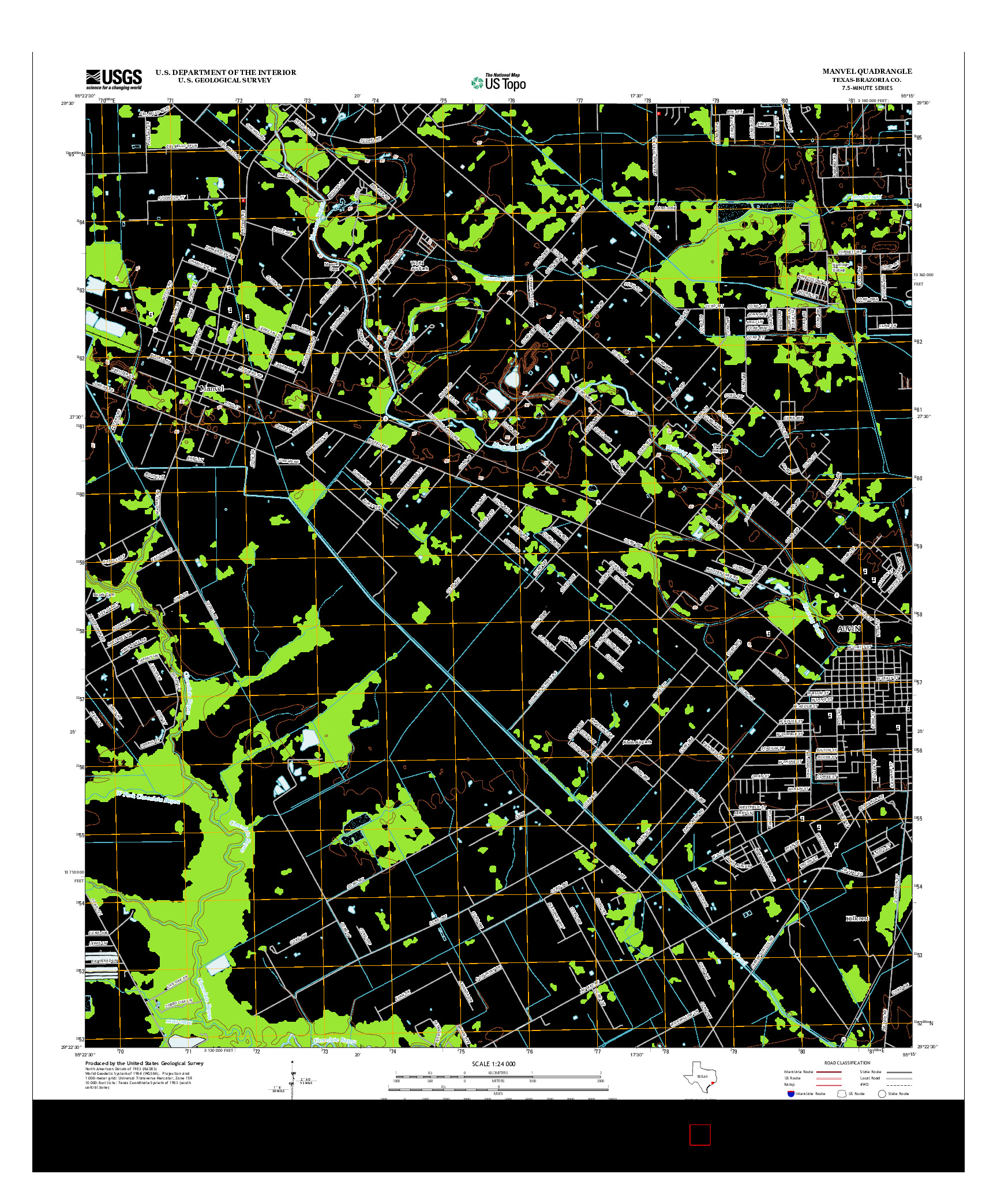 USGS US TOPO 7.5-MINUTE MAP FOR MANVEL, TX 2013